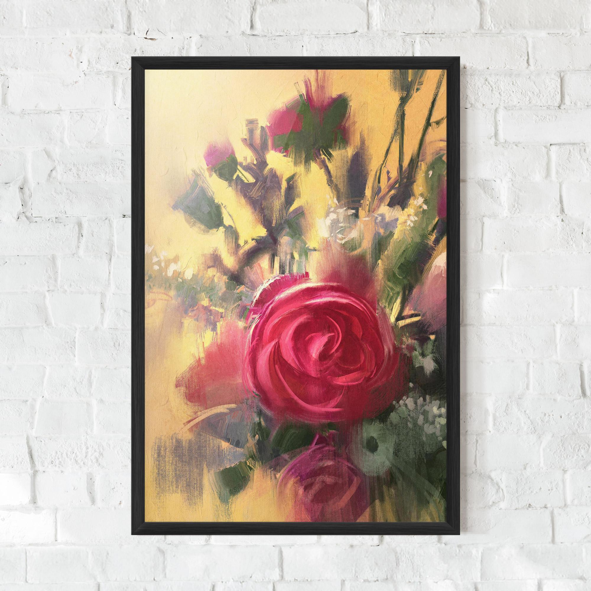 Poster Înrămat Pink Rose Painting mockup 0