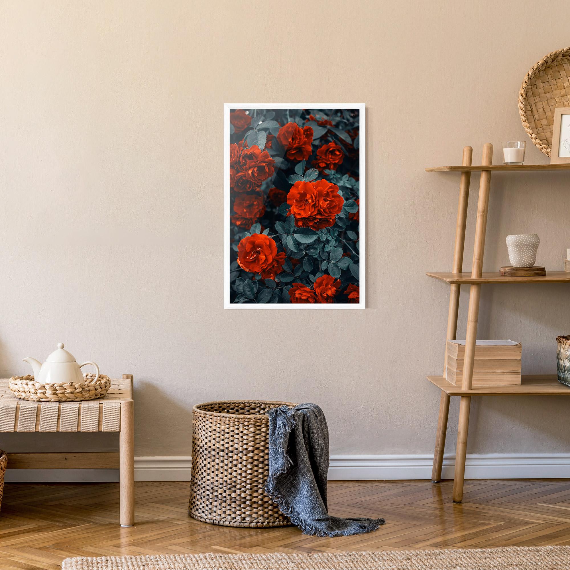 Poster Înrămat Bright Red Rose mockup 9