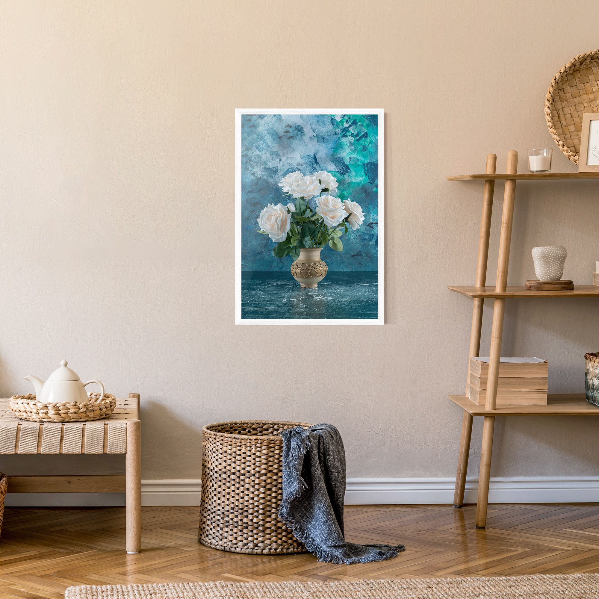 White Roses On Blue mockup 9