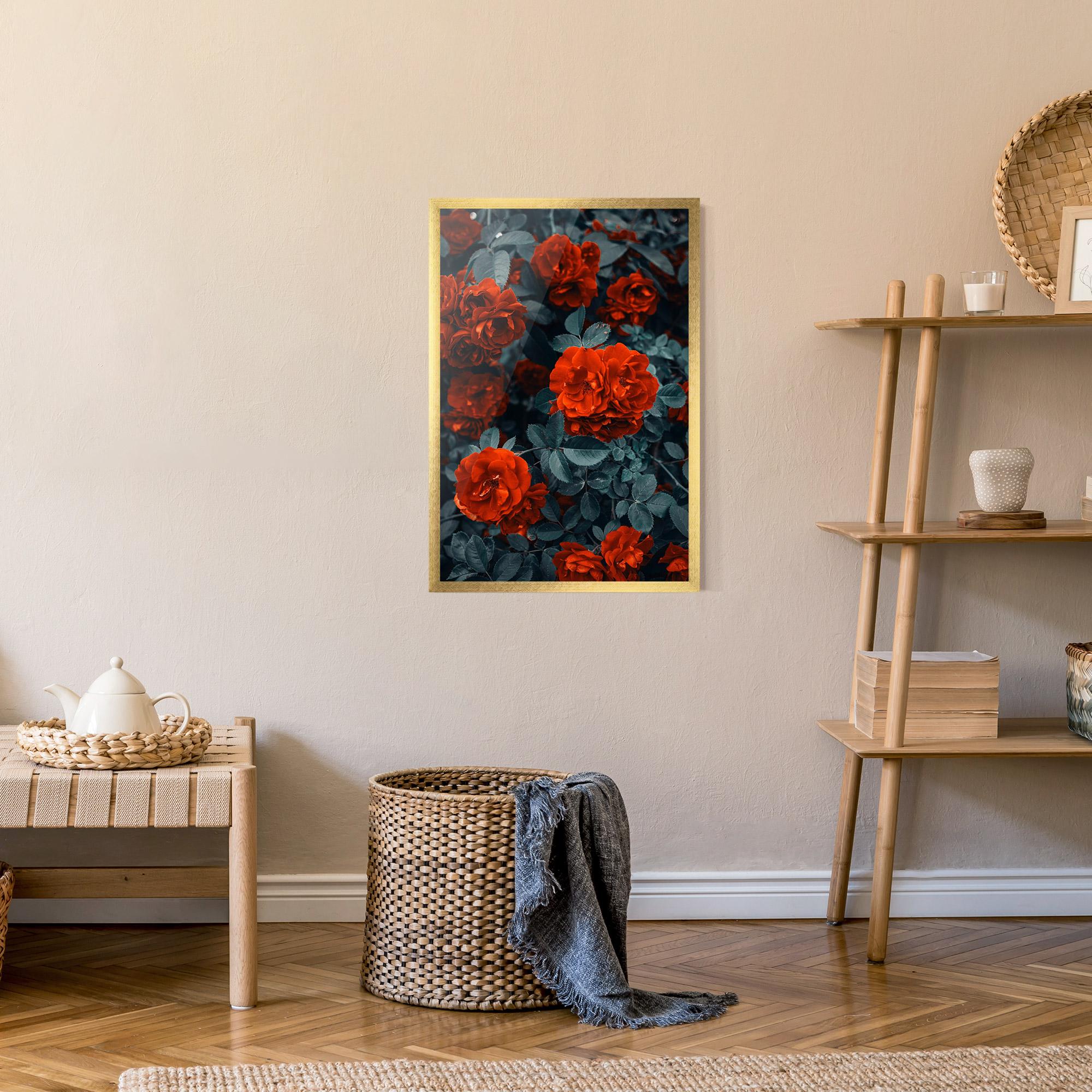 Poster Înrămat Bright Red Rose mockup 9