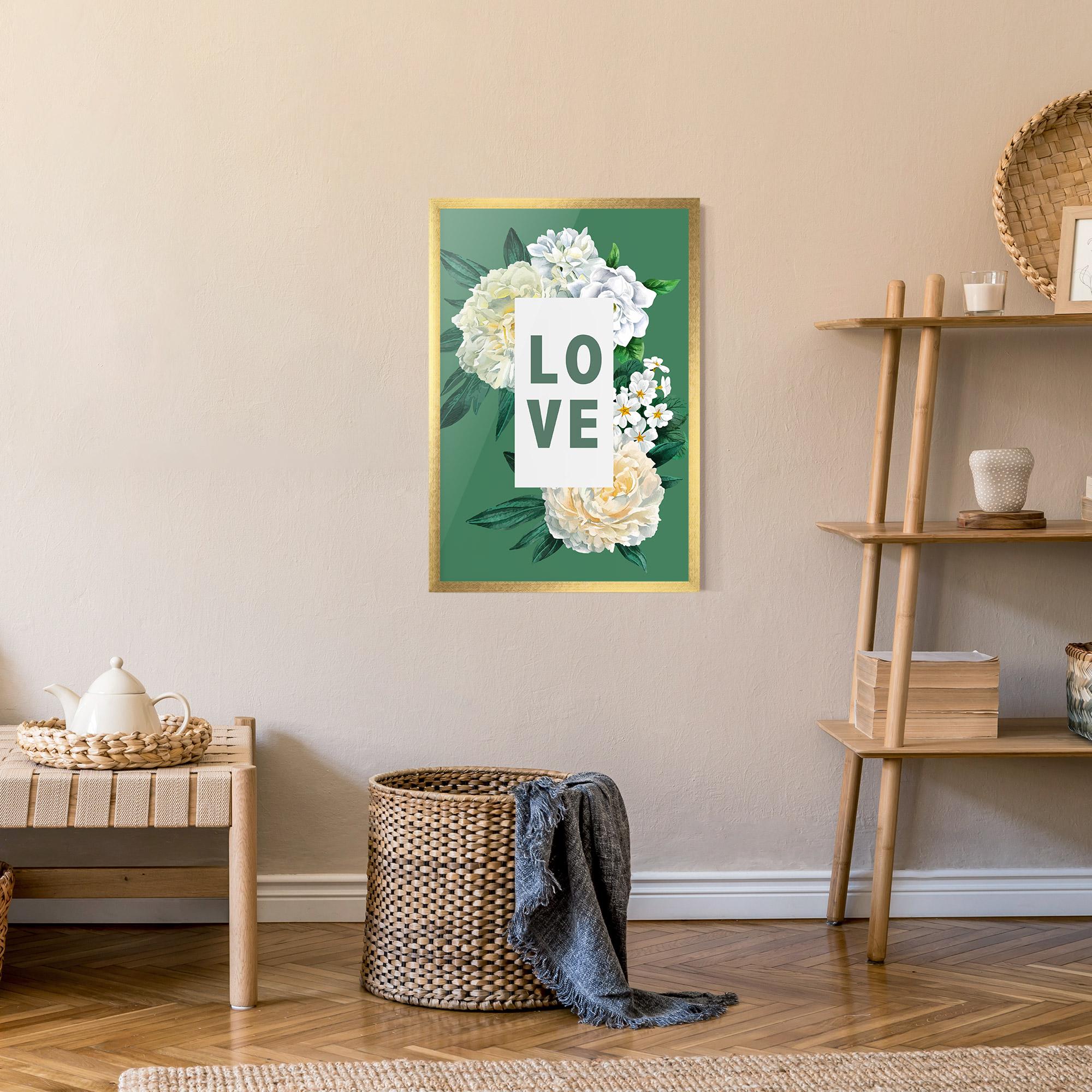 Poster Înrămat Love Green Rose mockup 9