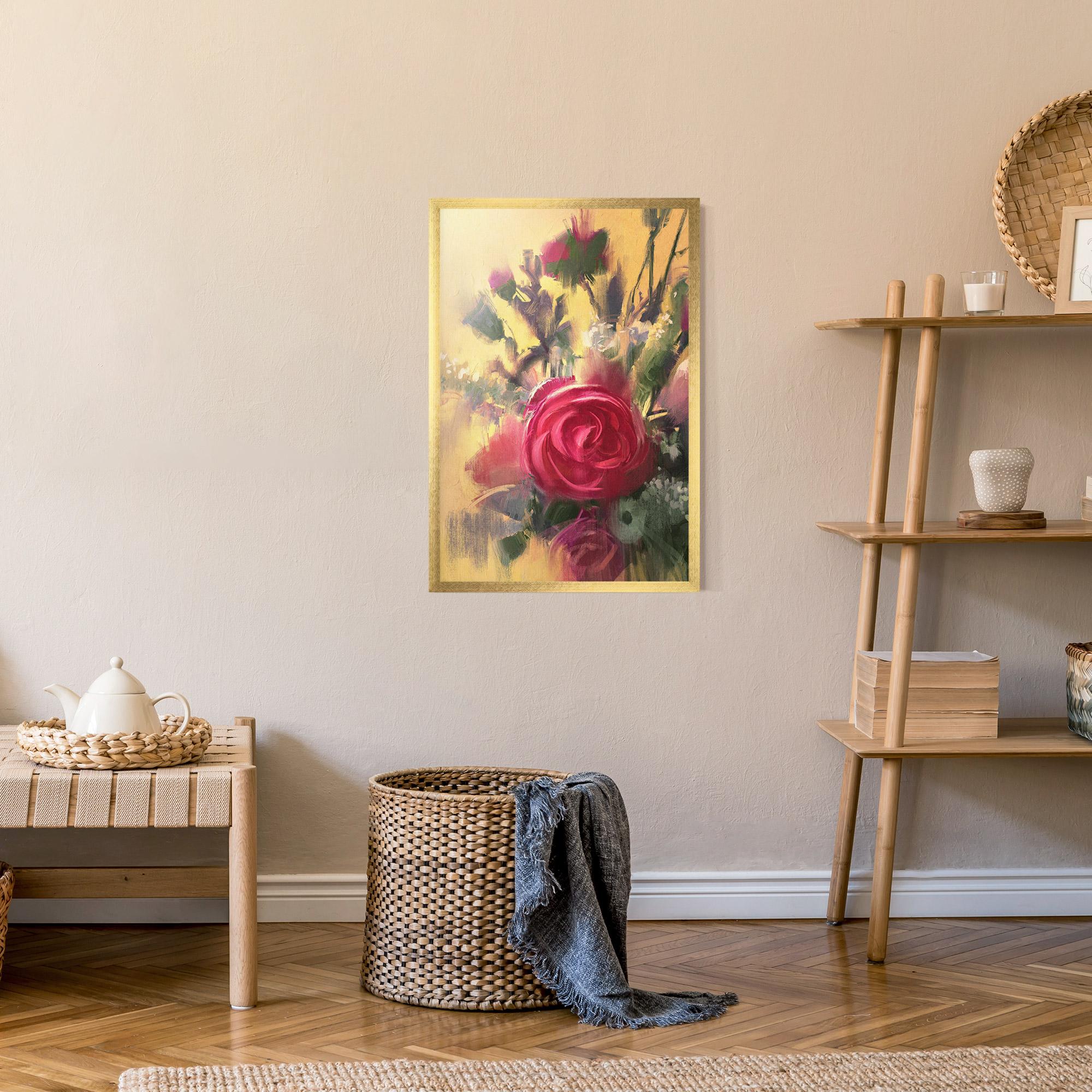 Poster Înrămat Pink Rose Painting mockup 9