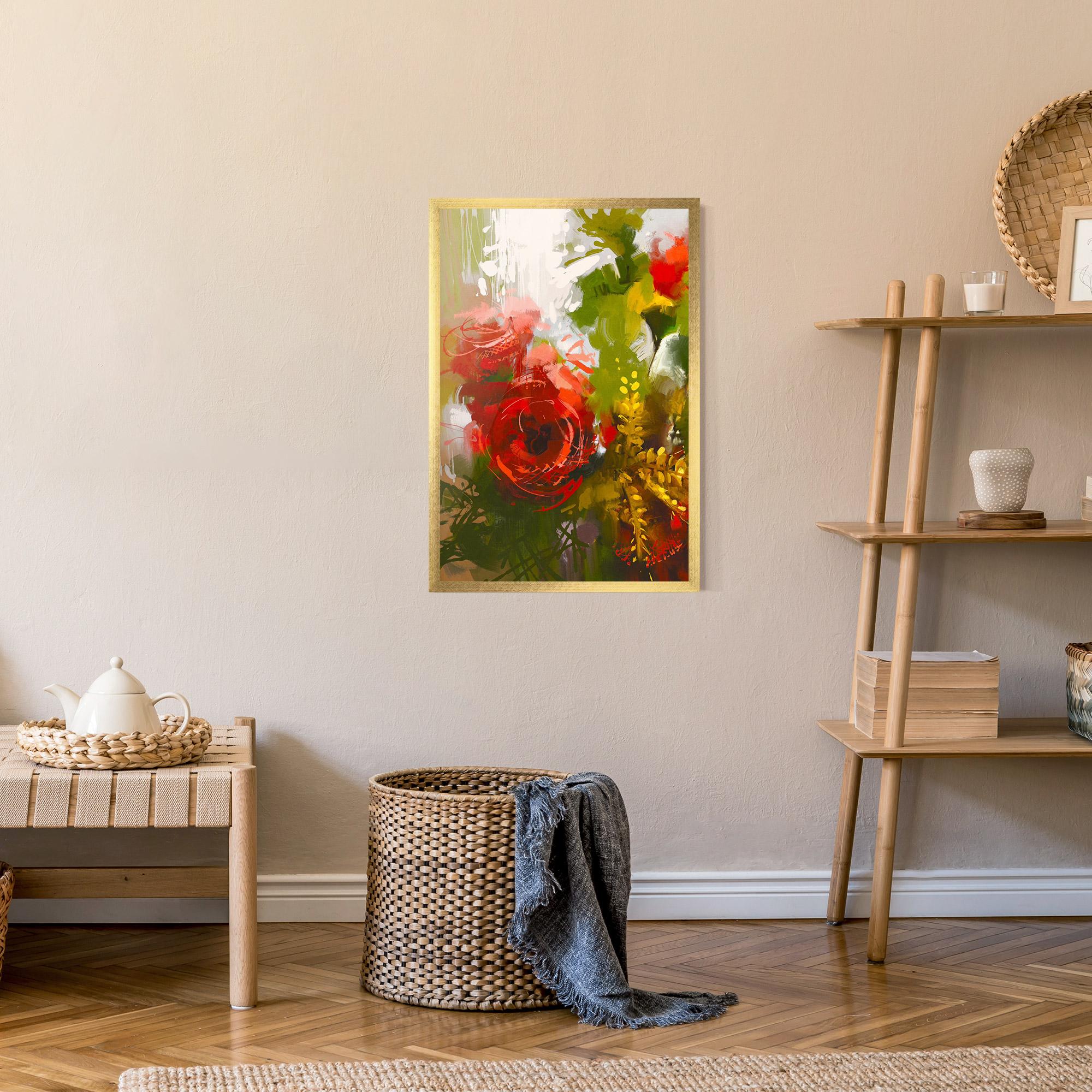 Poster Înrămat Red Rose Painting mockup 9