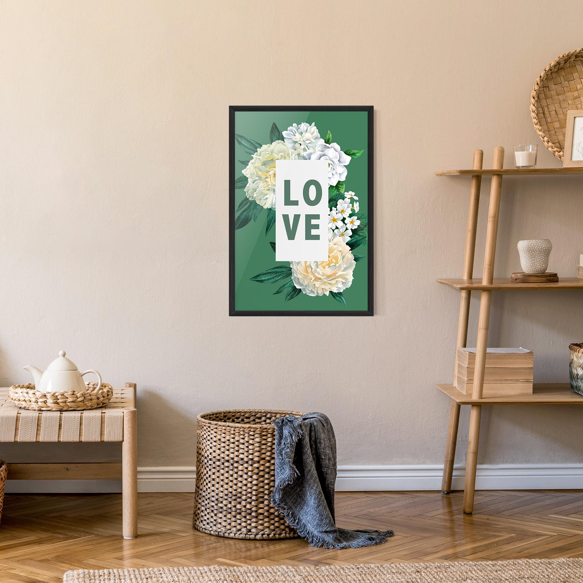 Poster Înrămat Love Green Rose mockup 9