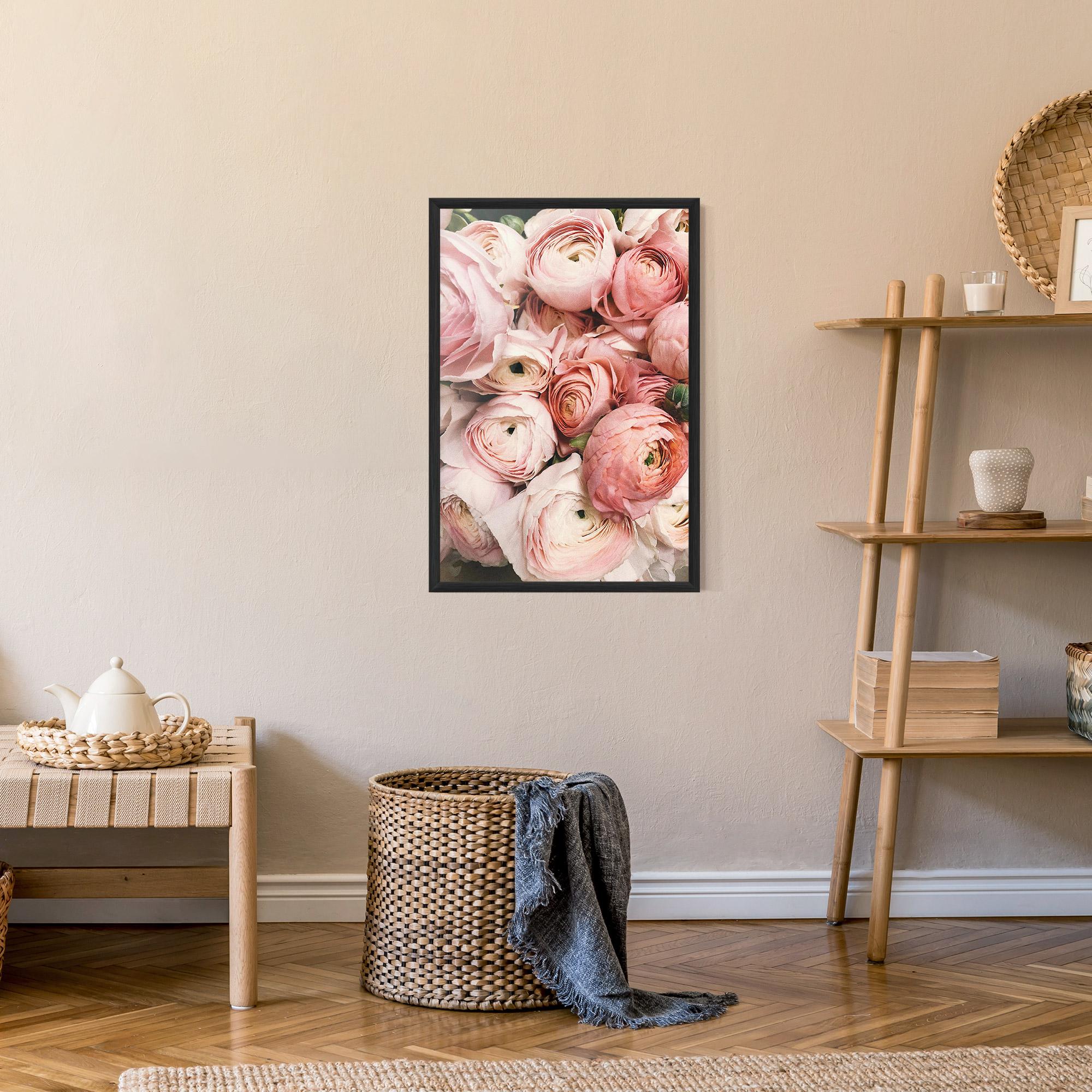 Poster Înrămat Pink Rose Bouquet mockup 9