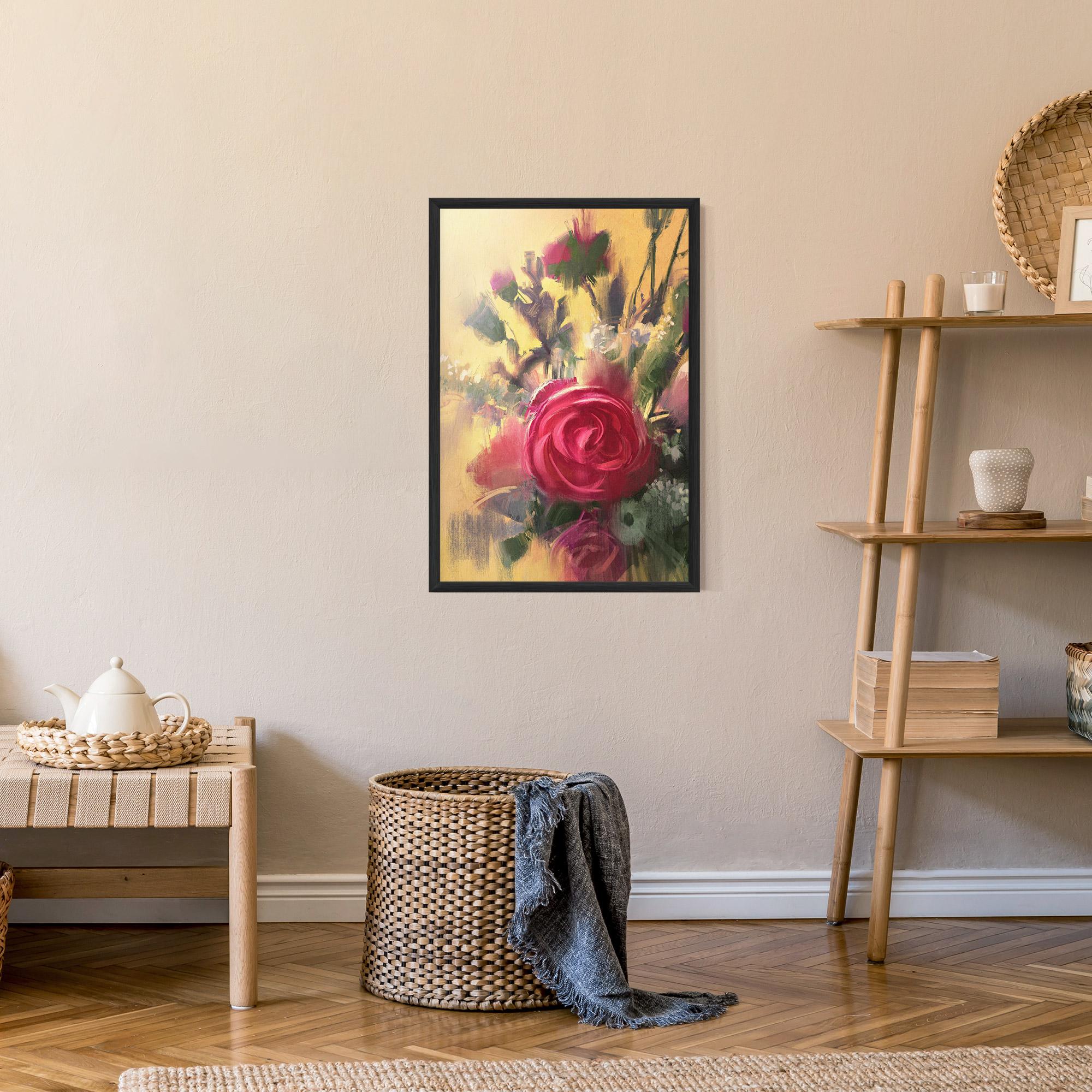 Poster Înrămat Pink Rose Painting mockup 9