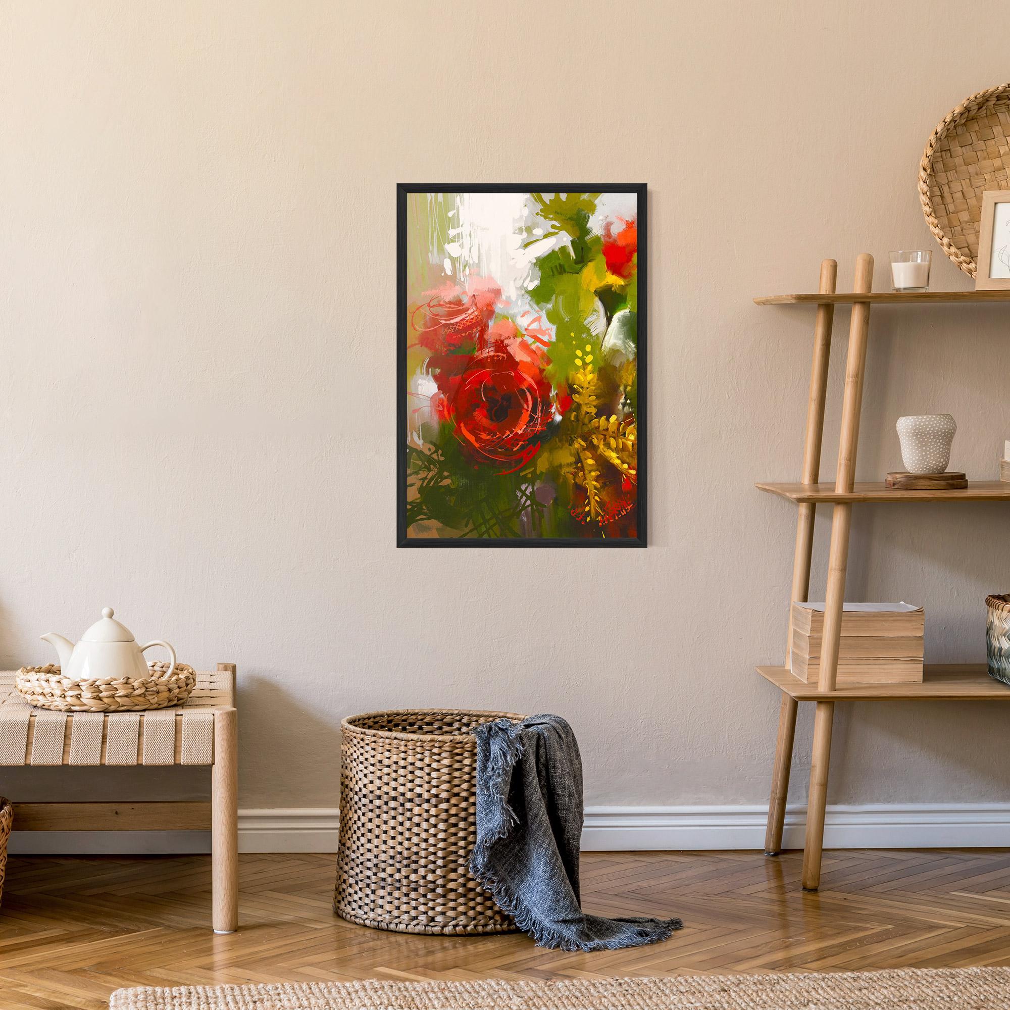 Poster Înrămat Red Rose Painting mockup 9