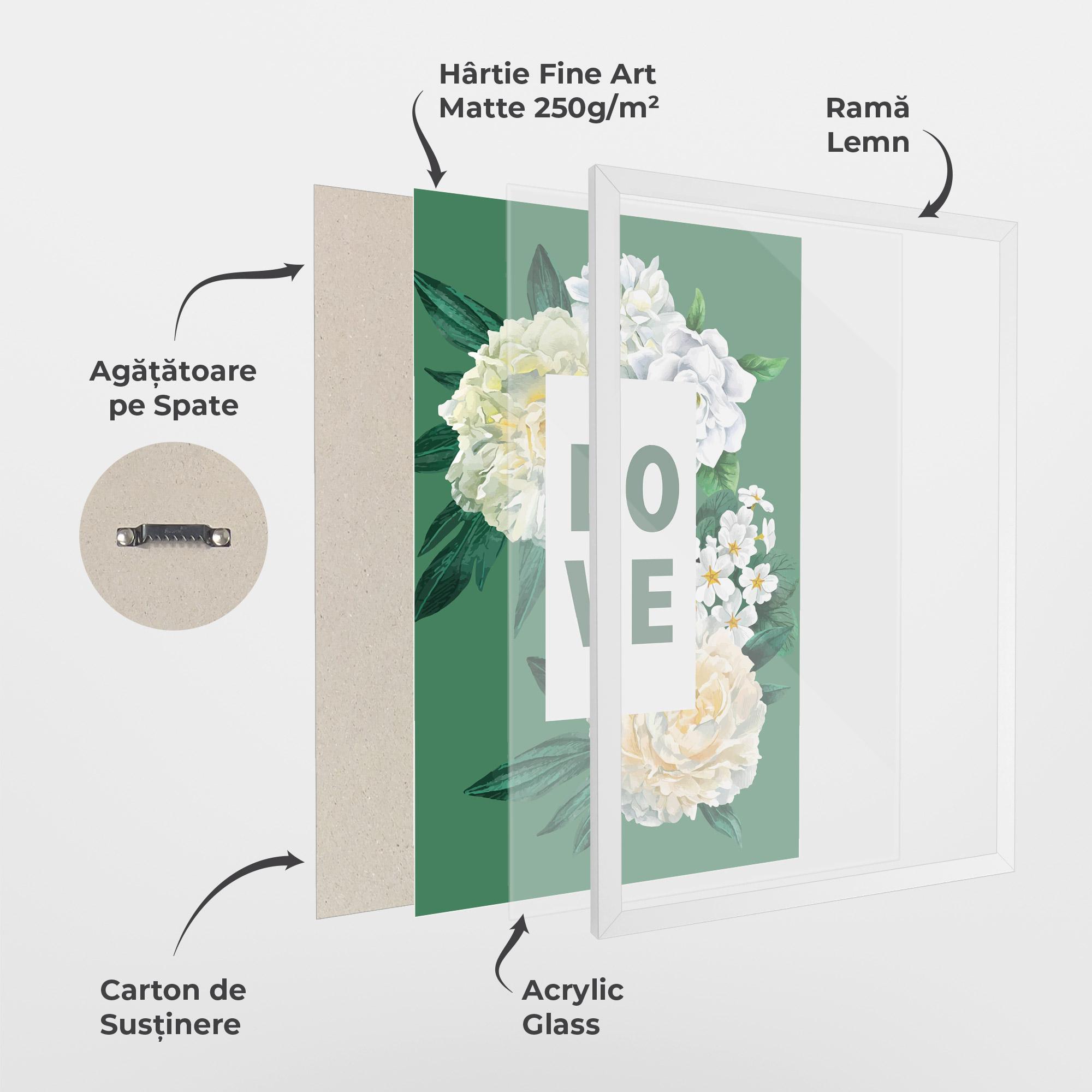 Poster Înrămat Love Green Rose mockup 1