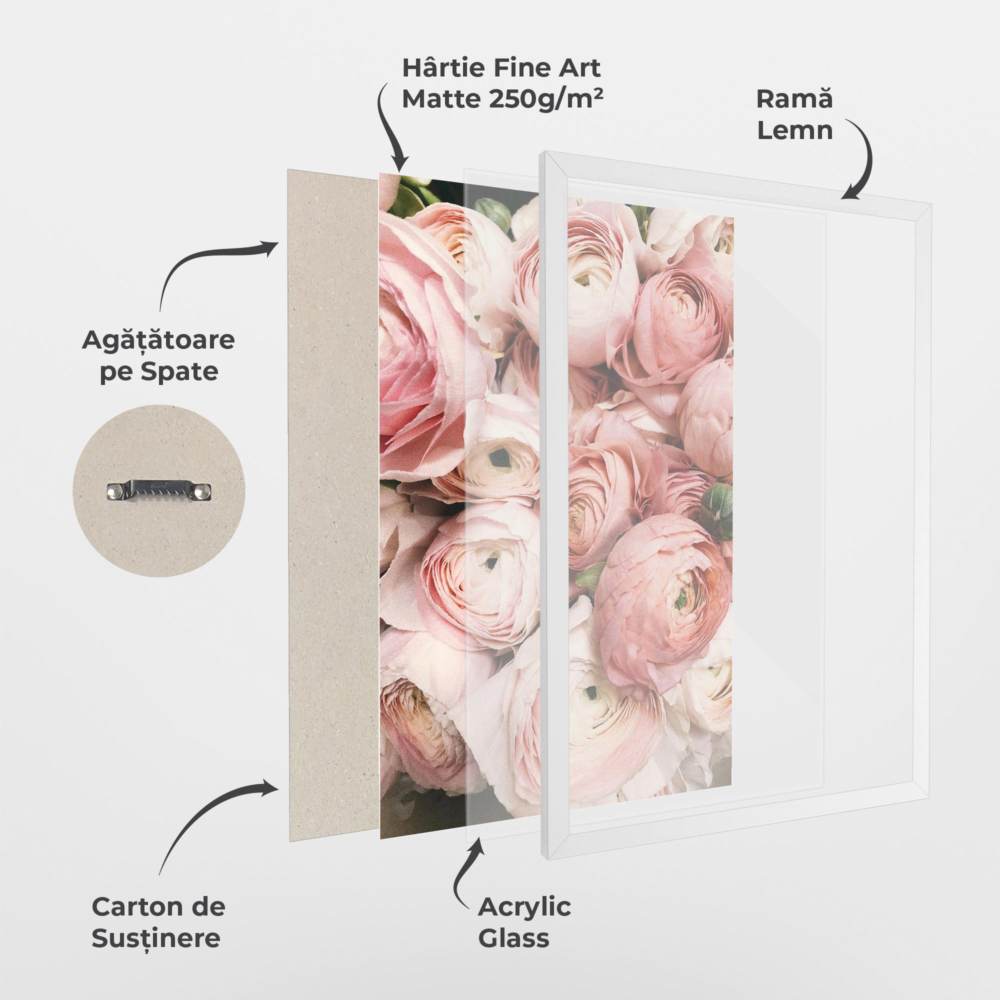 Poster Înrămat Pink Rose Bouquet mockup 1