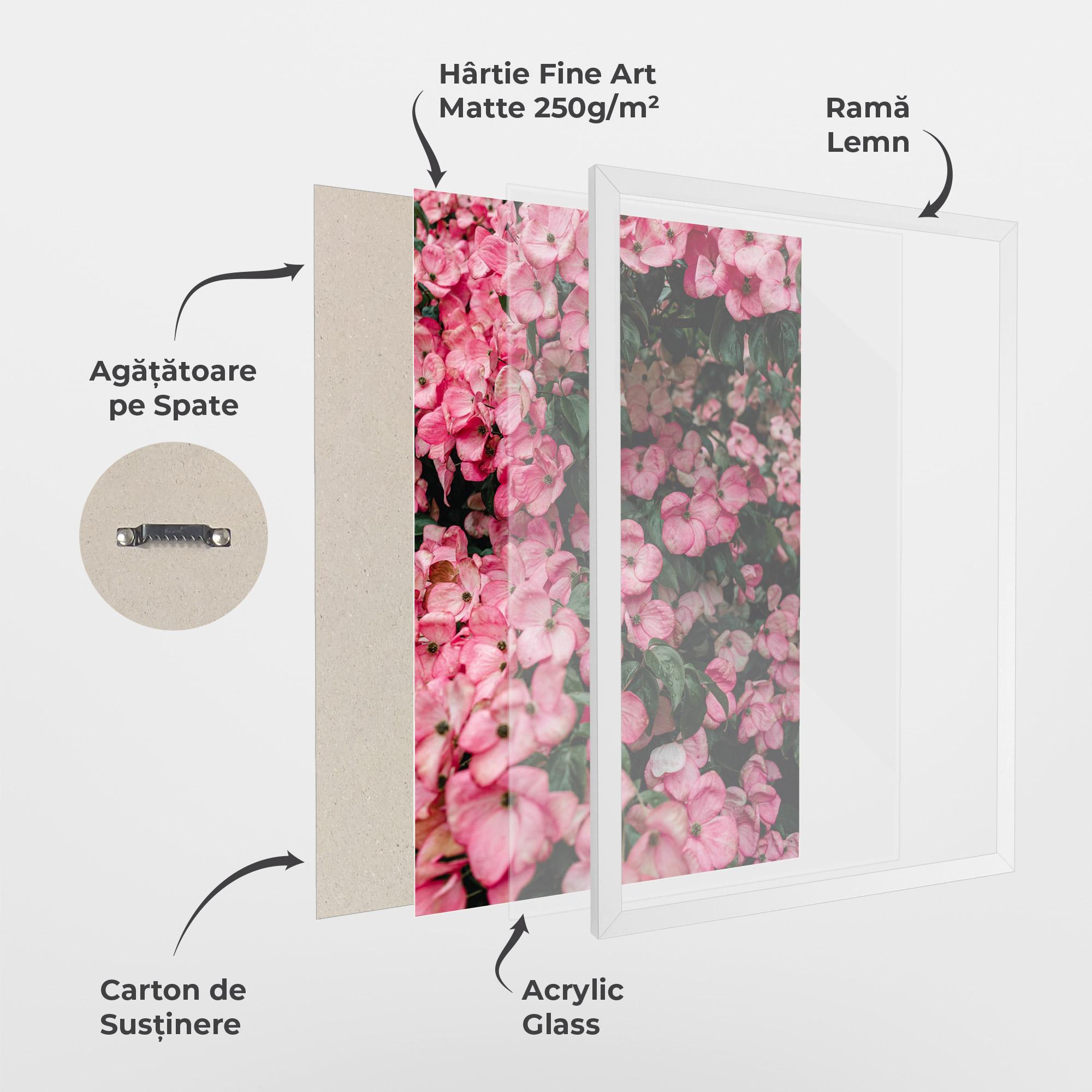 Poster Înrămat Pink Rose Flower Tree mockup 1