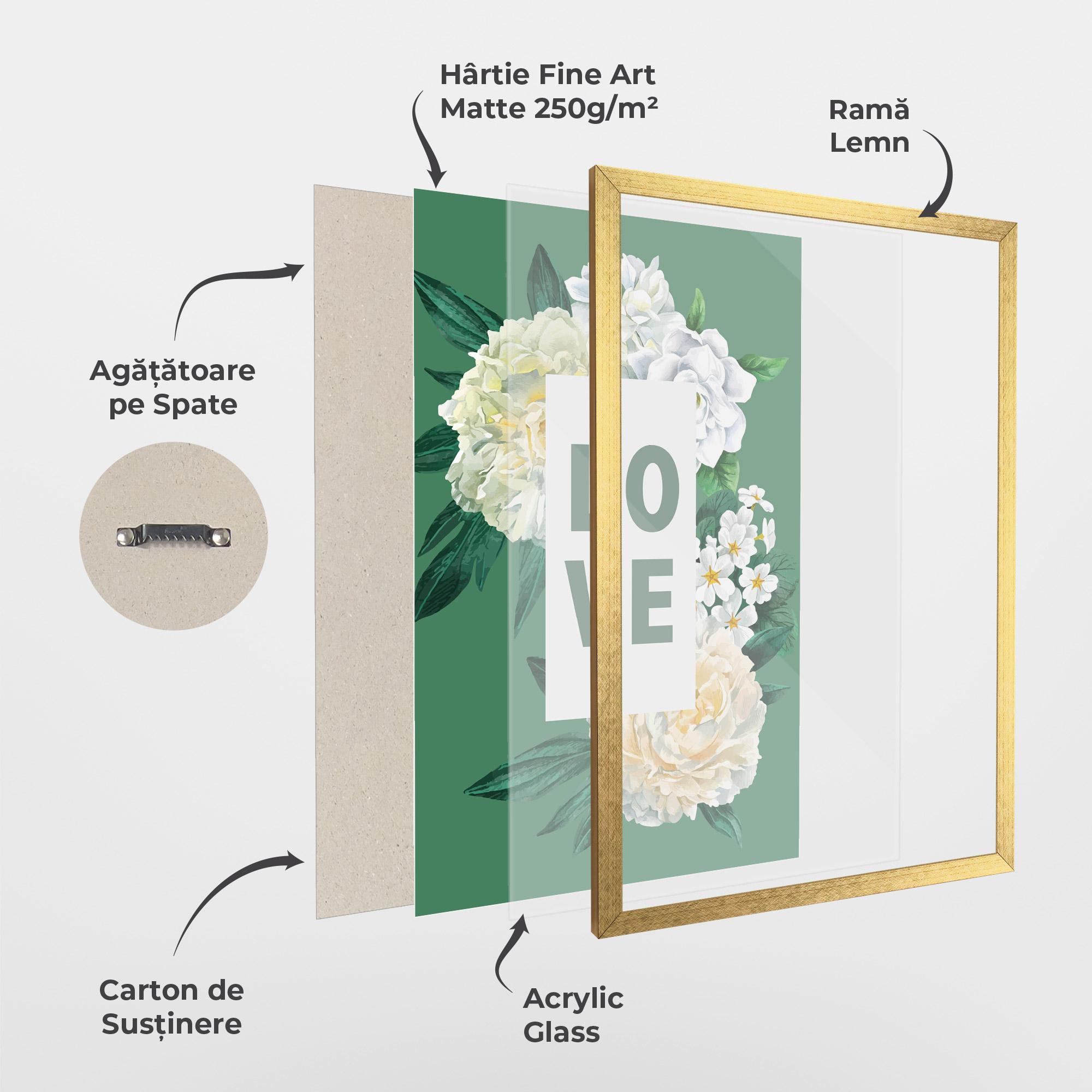 Poster Înrămat Love Green Rose mockup 1