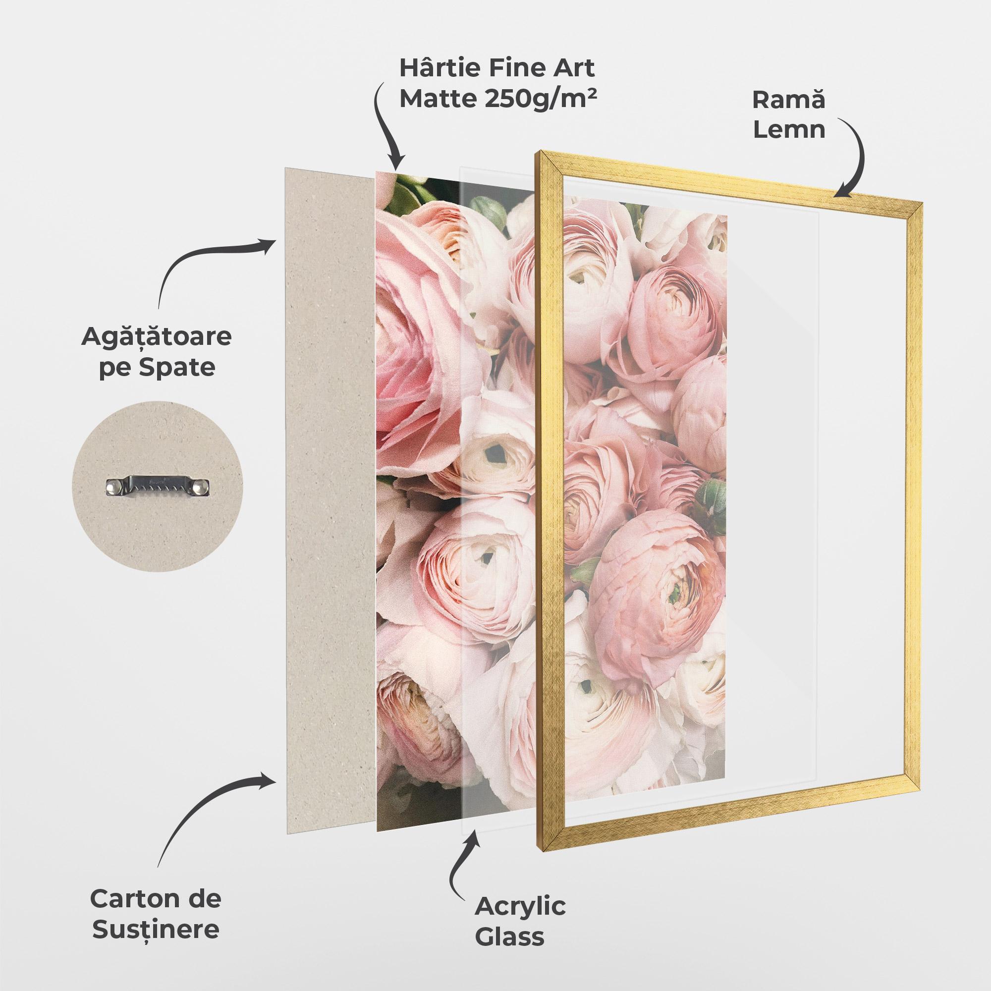 Poster Înrămat Pink Rose Bouquet mockup 1