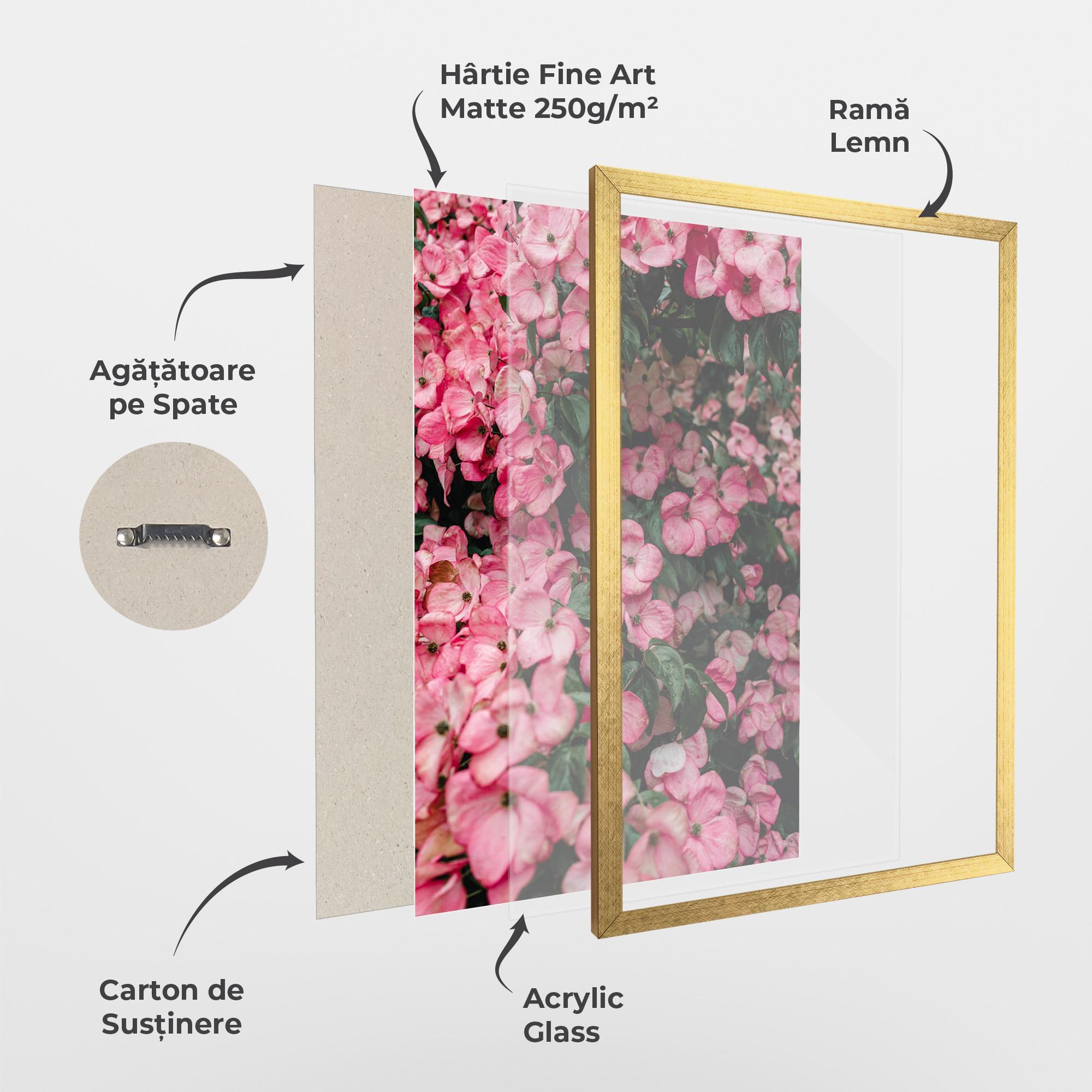 Poster Înrămat Pink Rose Flower Tree mockup 1