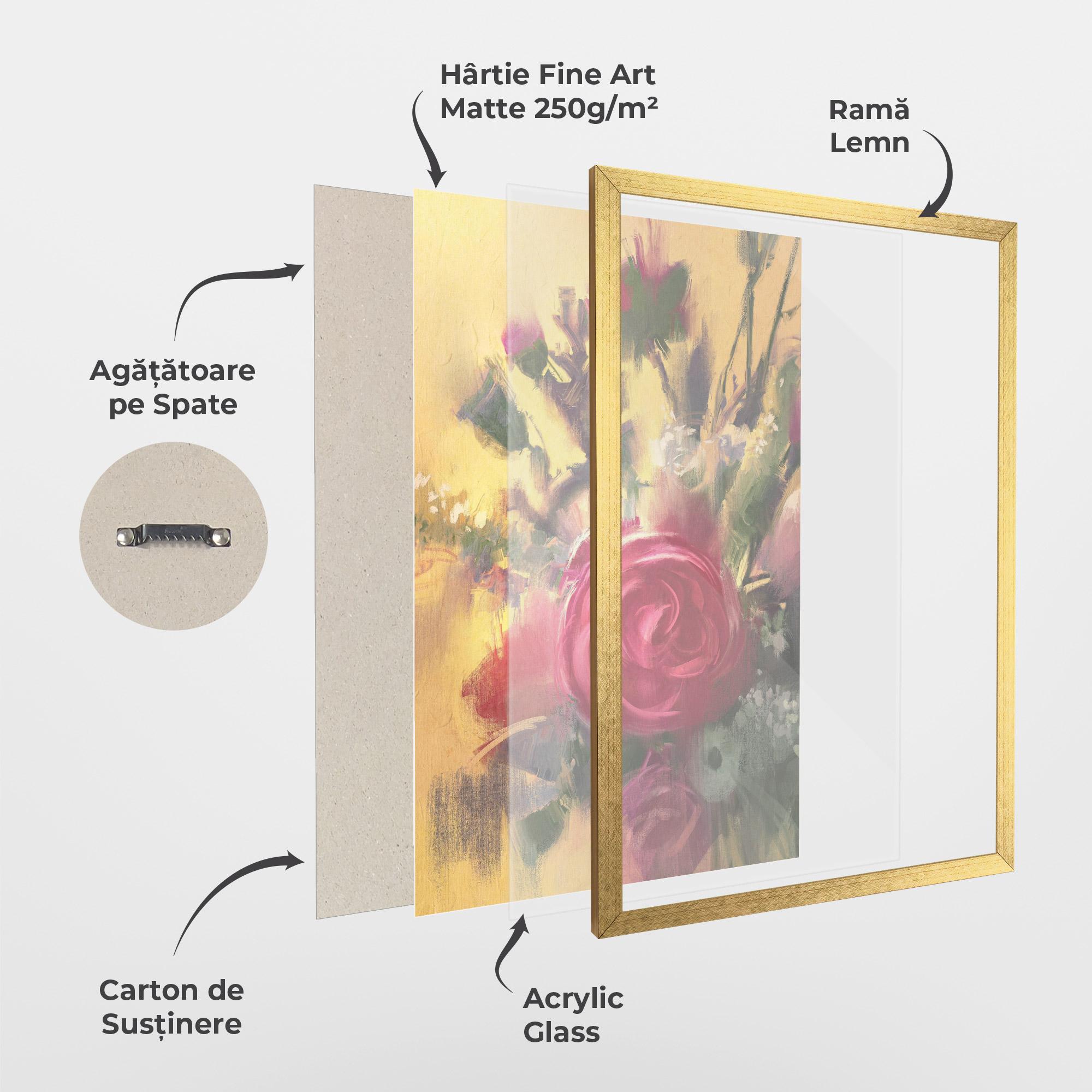 Poster Înrămat Pink Rose Painting mockup 1