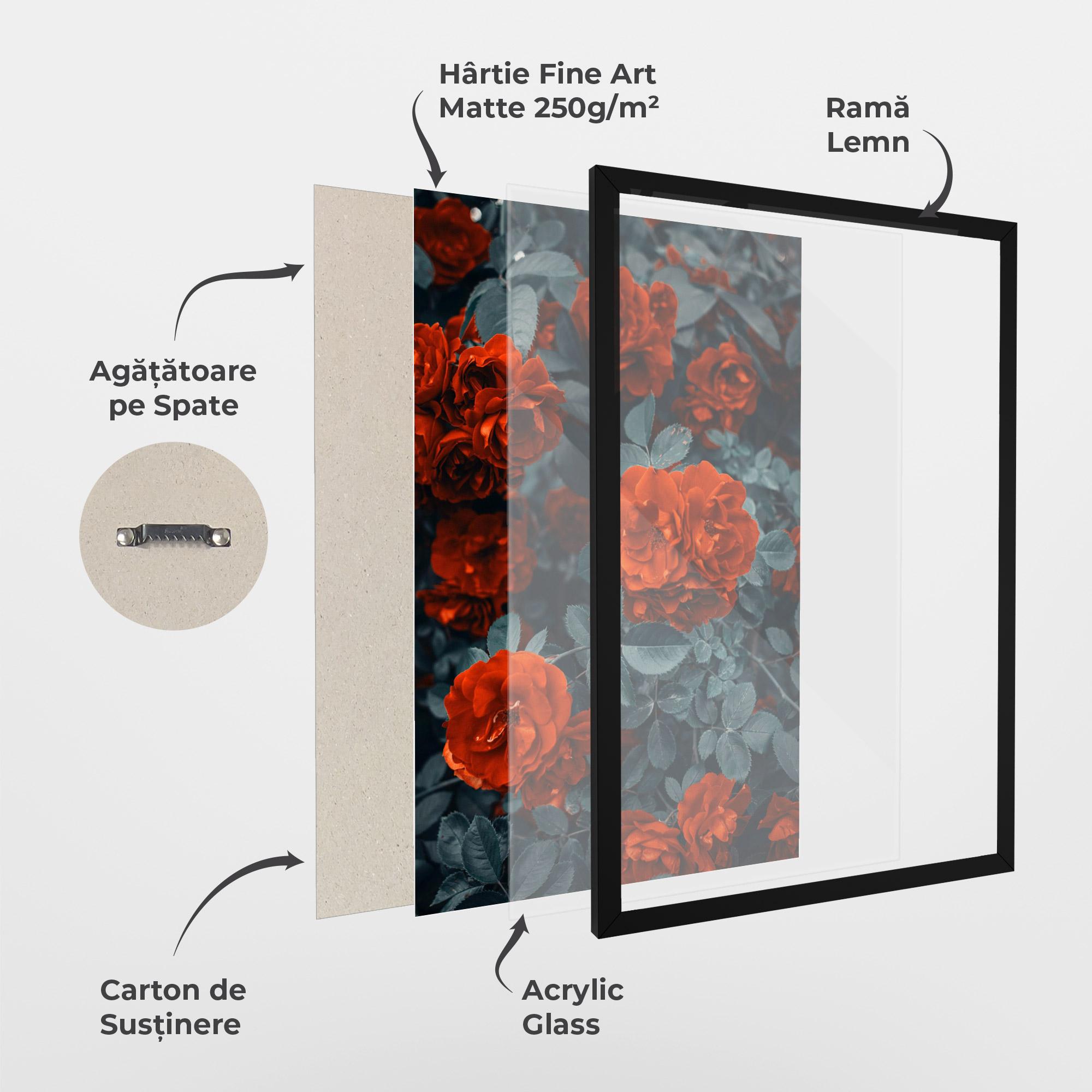 Poster Înrămat Bright Red Rose mockup 1