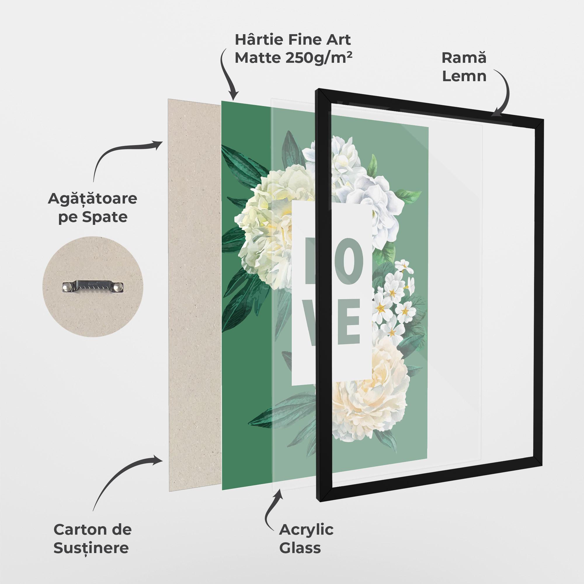 Poster Înrămat Love Green Rose mockup 1