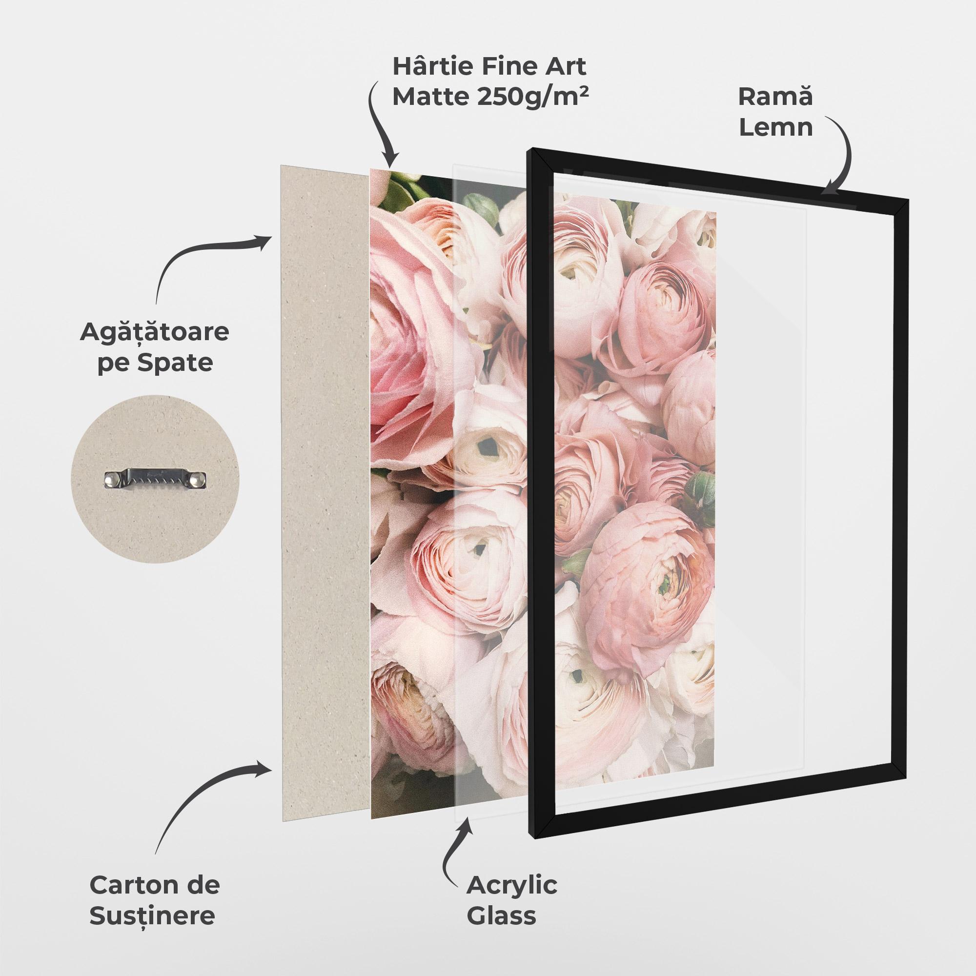 Poster Înrămat Pink Rose Bouquet mockup 1