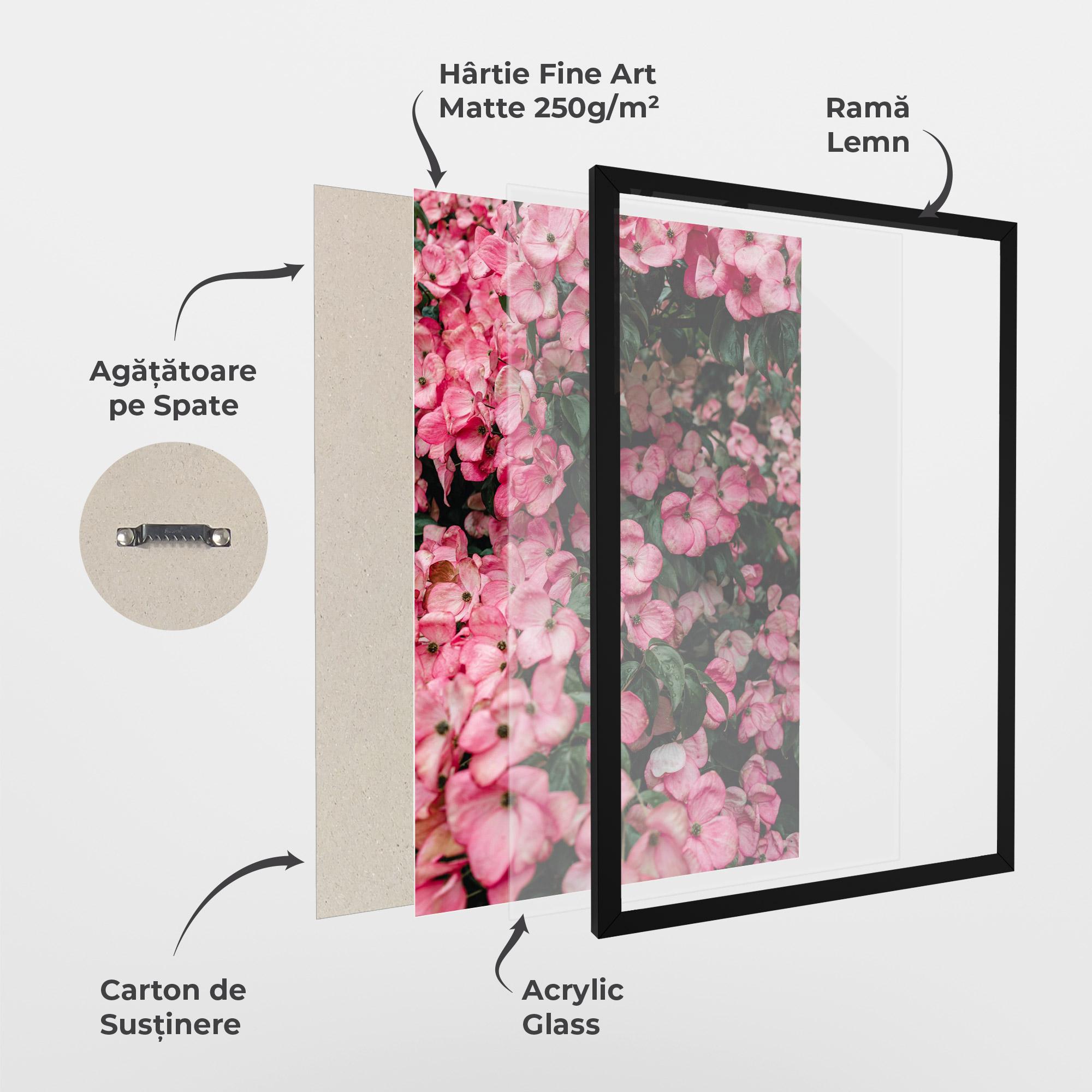 Poster Înrămat Pink Rose Flower Tree mockup 1