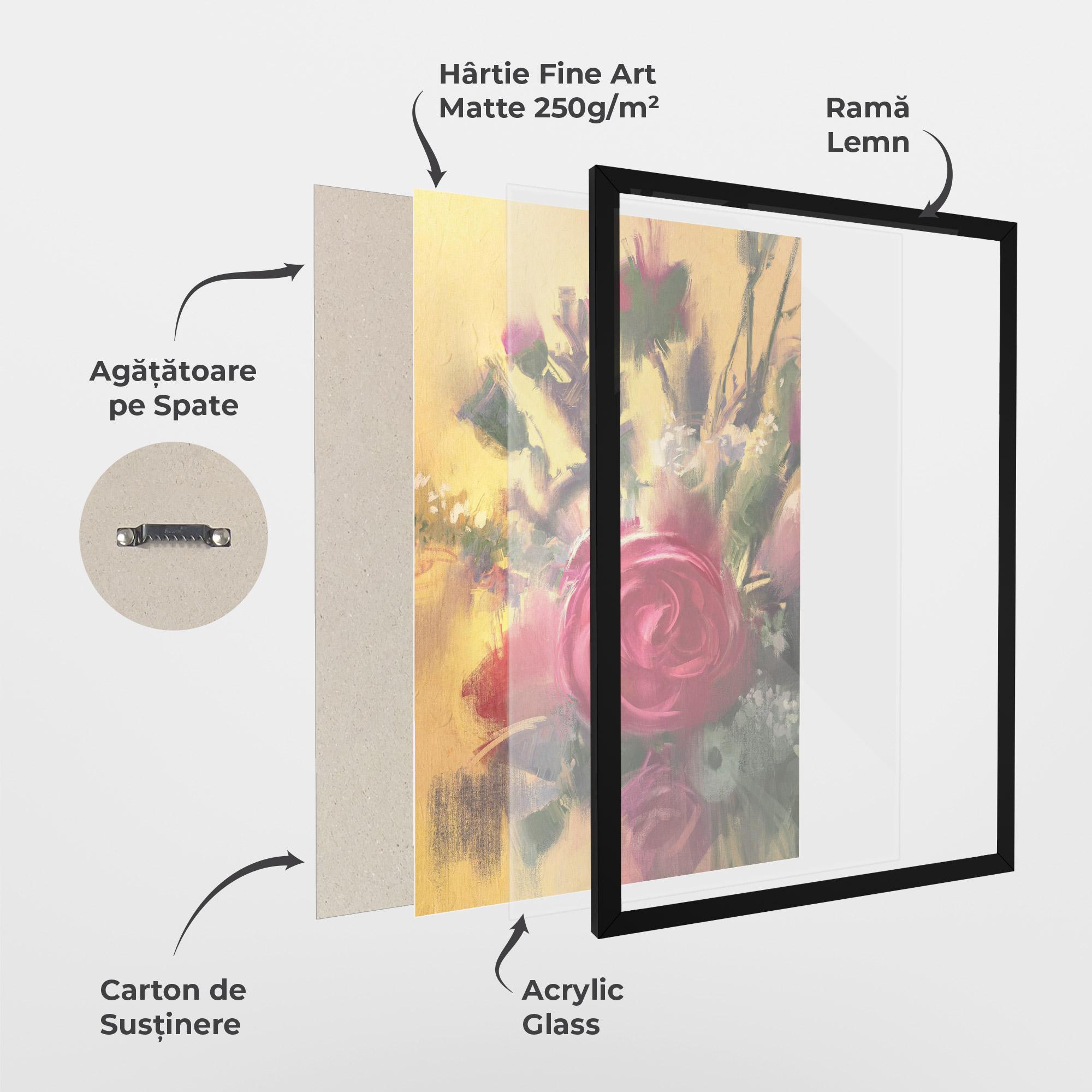 Poster Înrămat Pink Rose Painting mockup 1