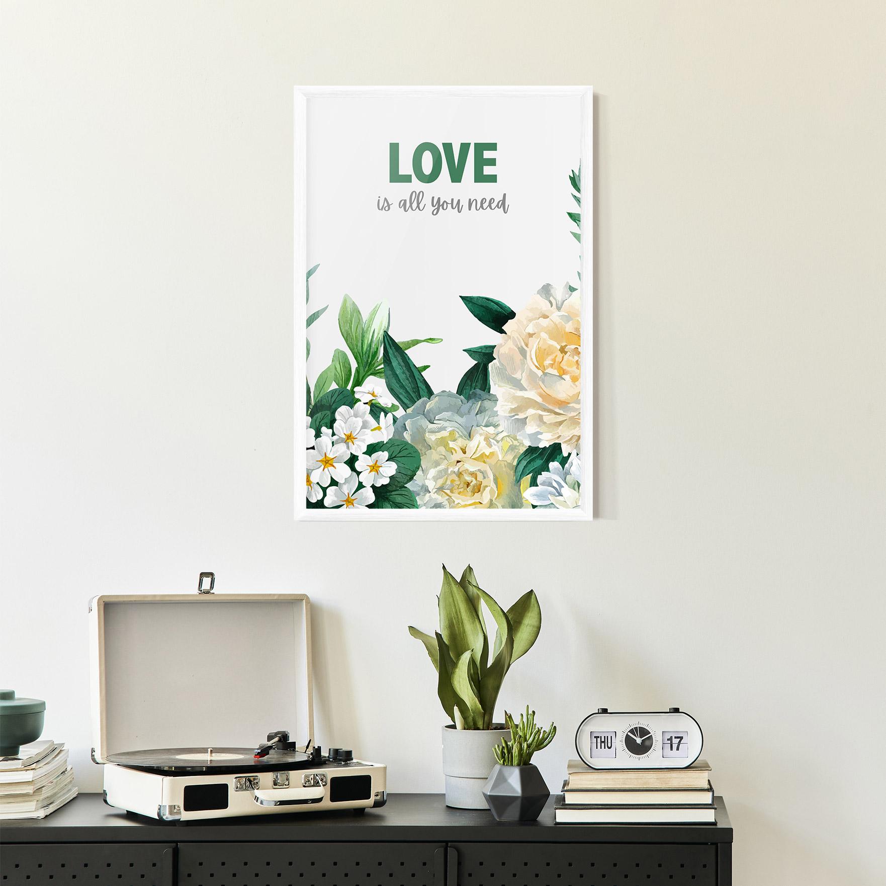 Poster Înrămat Green Rose Love mockup 2