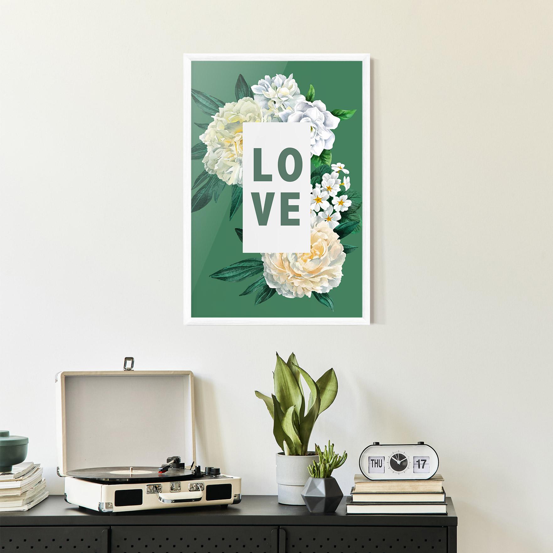 Poster Înrămat Love Green Rose mockup 2