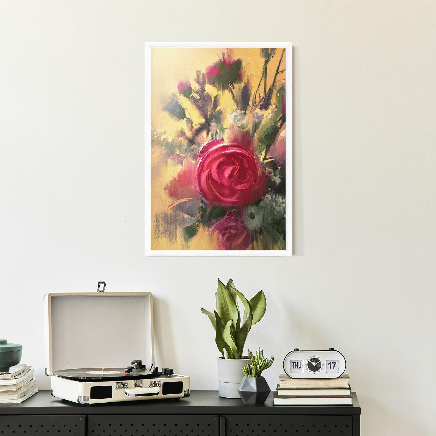 Poster Înrămat Pink Rose Painting mockup 2