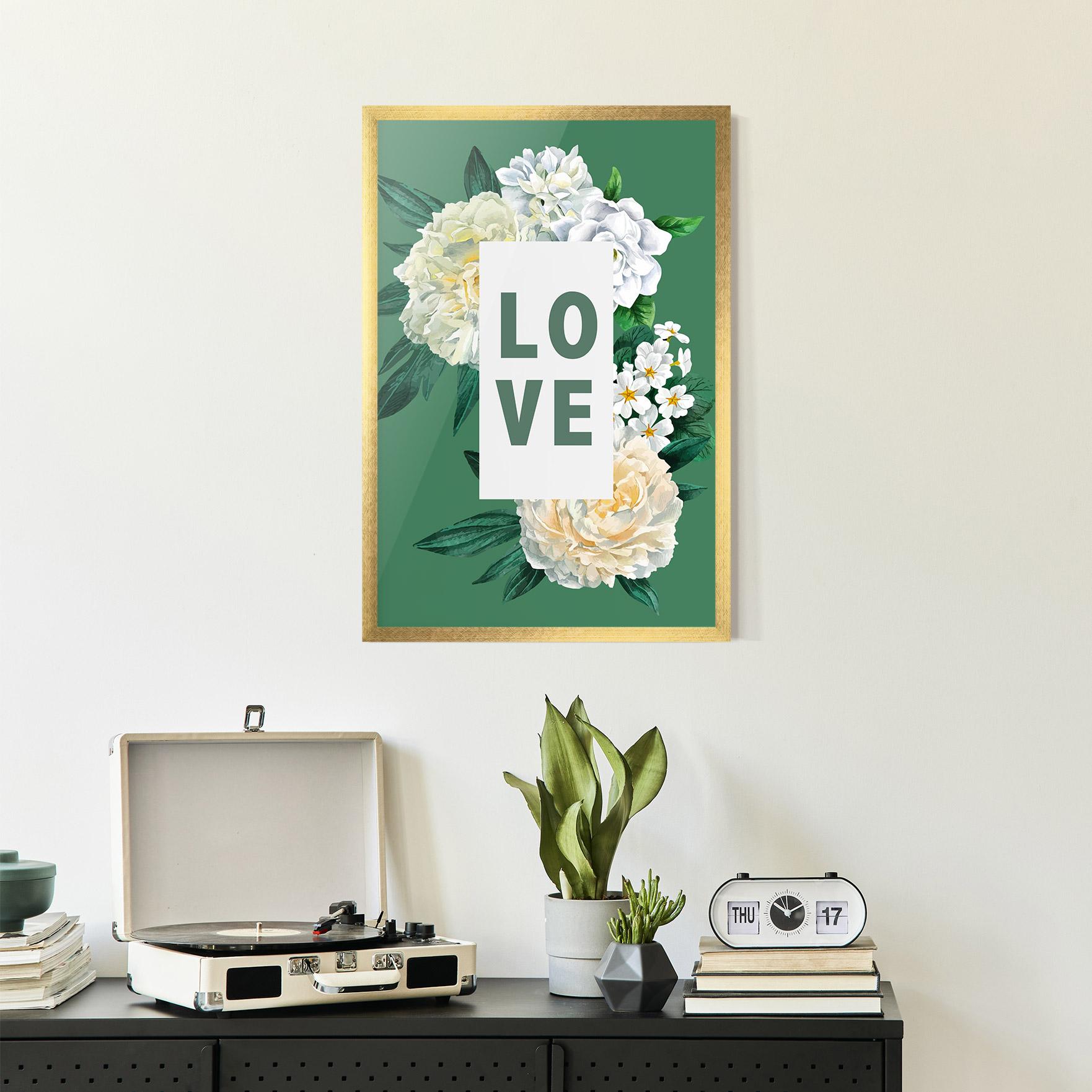 Poster Înrămat Love Green Rose mockup 2