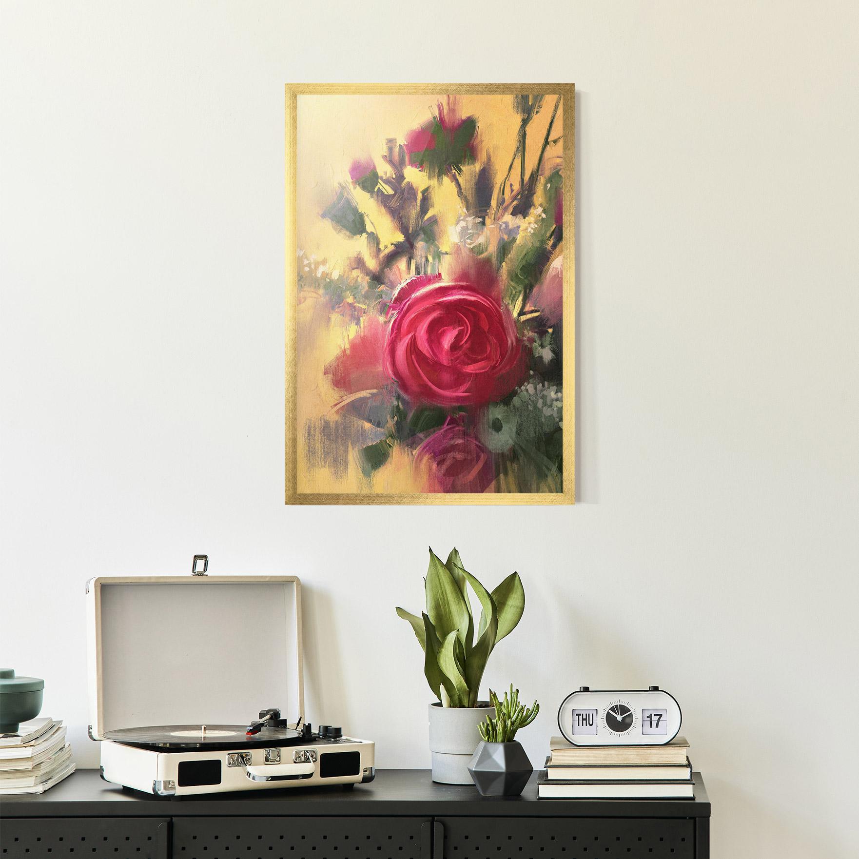 Poster Înrămat Pink Rose Painting mockup 2