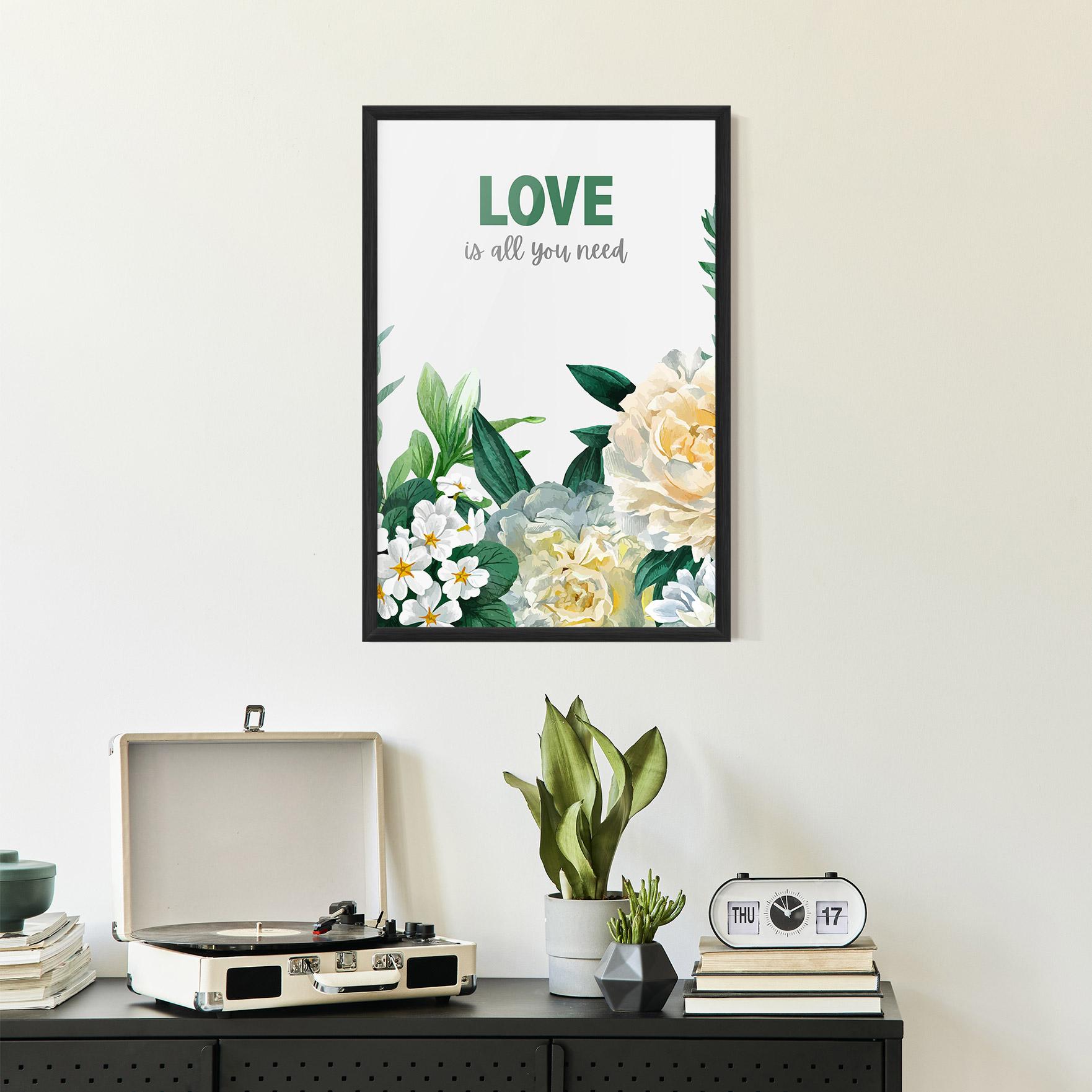Poster Înrămat Green Rose Love mockup 2
