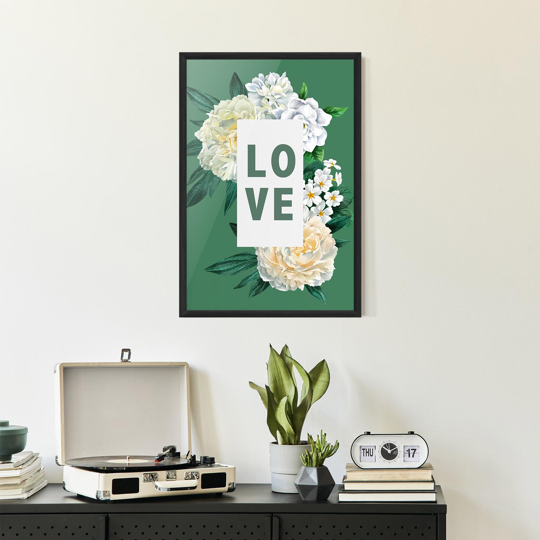 Poster Înrămat Love Green Rose mockup 2
