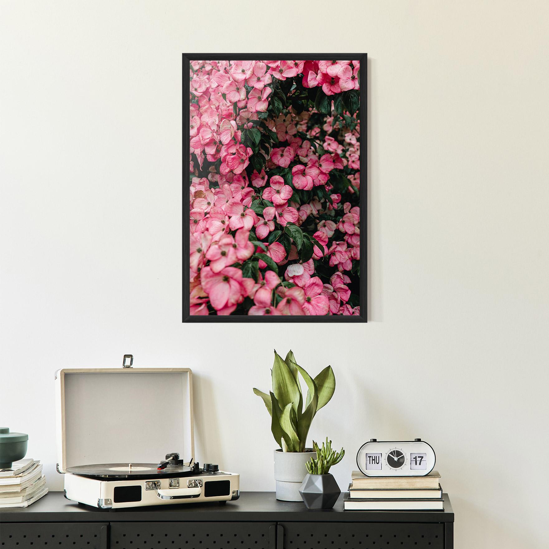 Poster Înrămat Pink Rose Flower Tree mockup 2