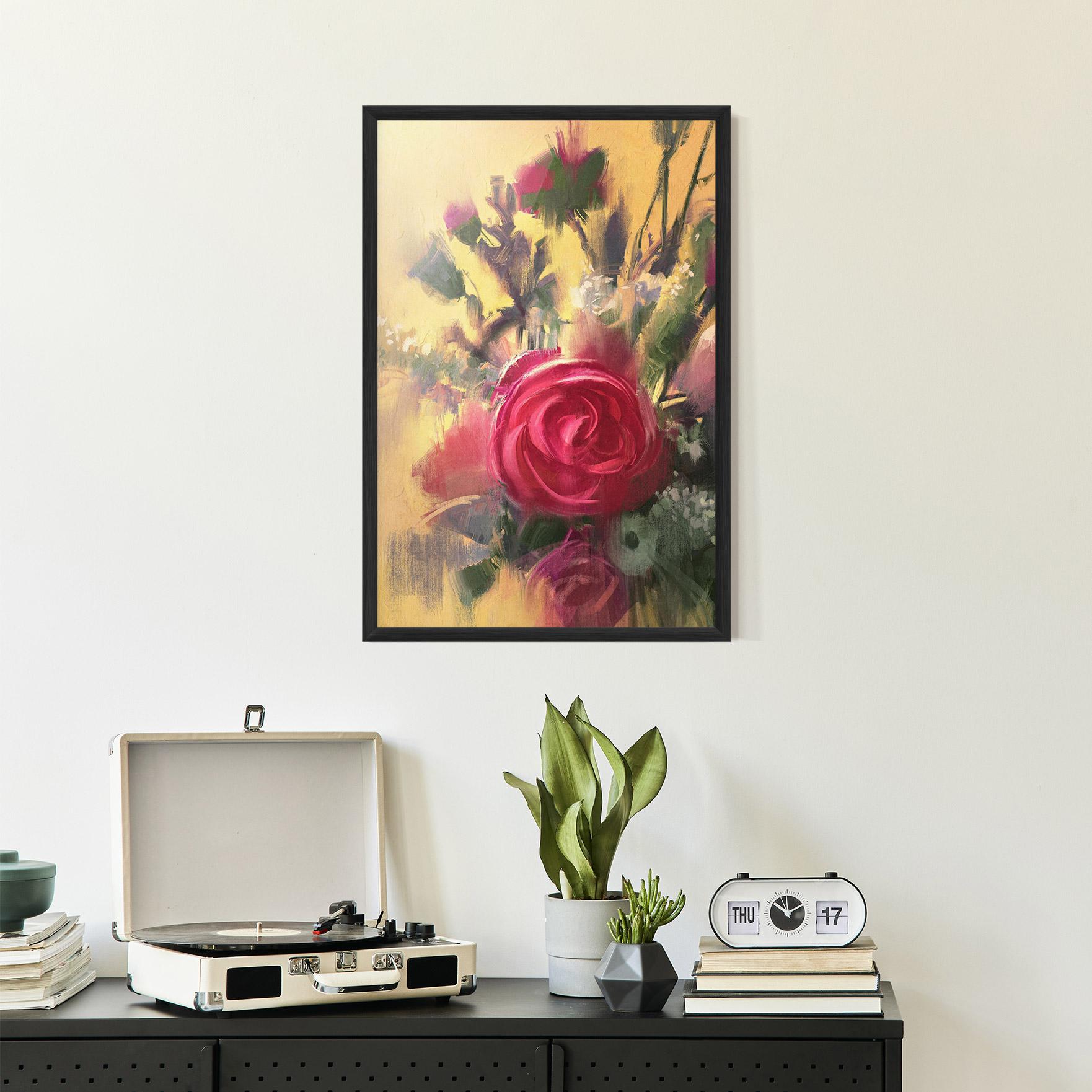 Poster Înrămat Pink Rose Painting mockup 2