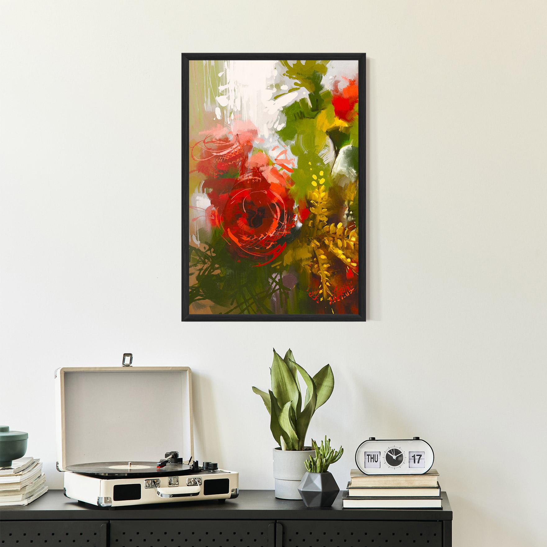Poster Înrămat Red Rose Painting mockup 2