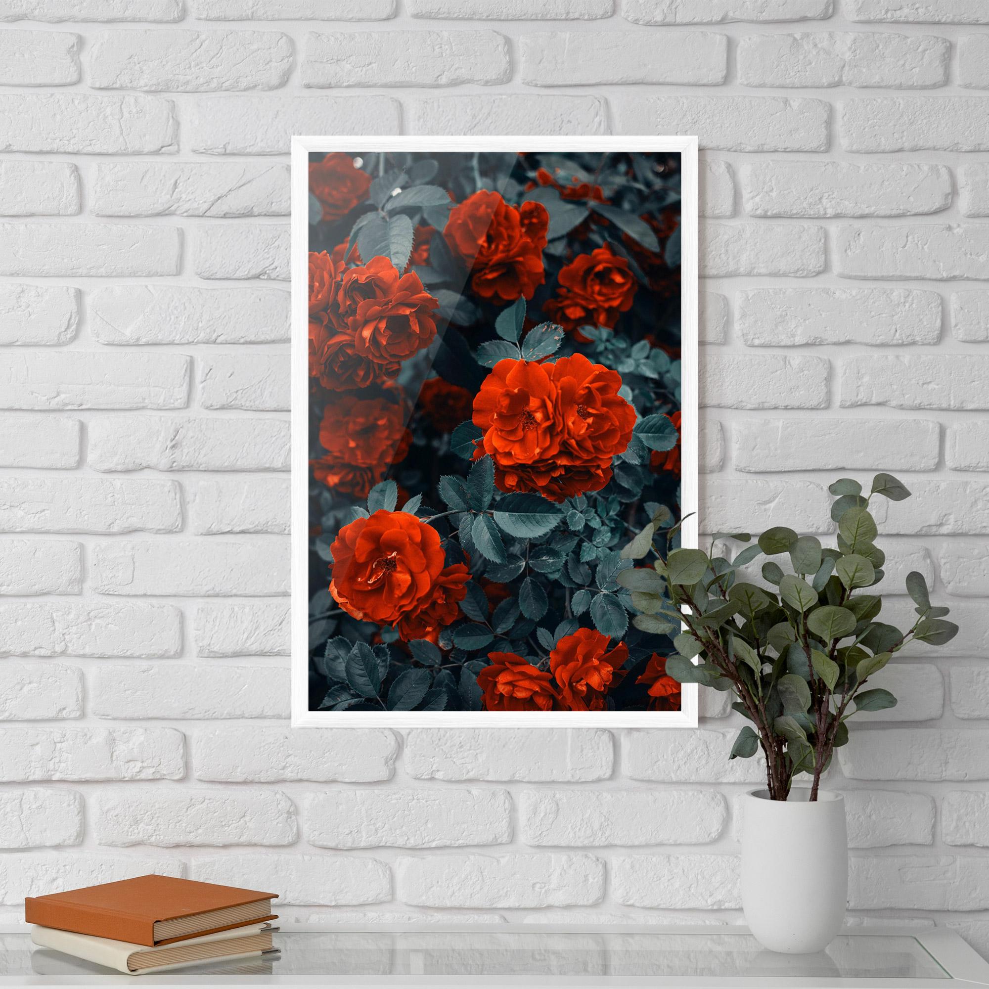 Poster Înrămat Bright Red Rose mockup 5
