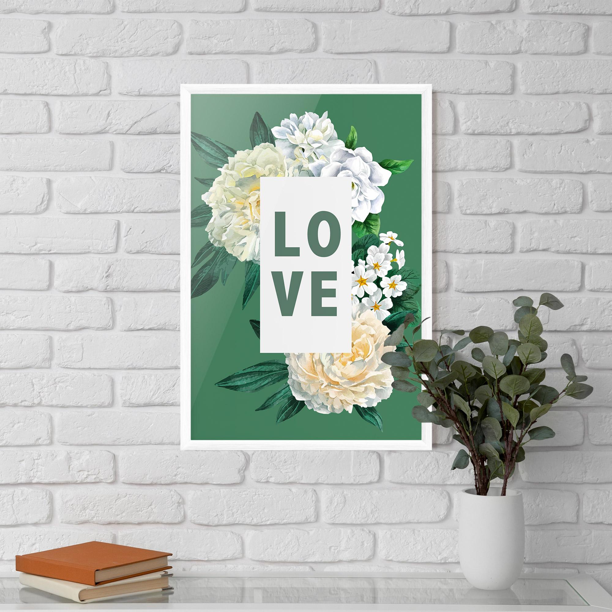 Poster Înrămat Love Green Rose mockup 5