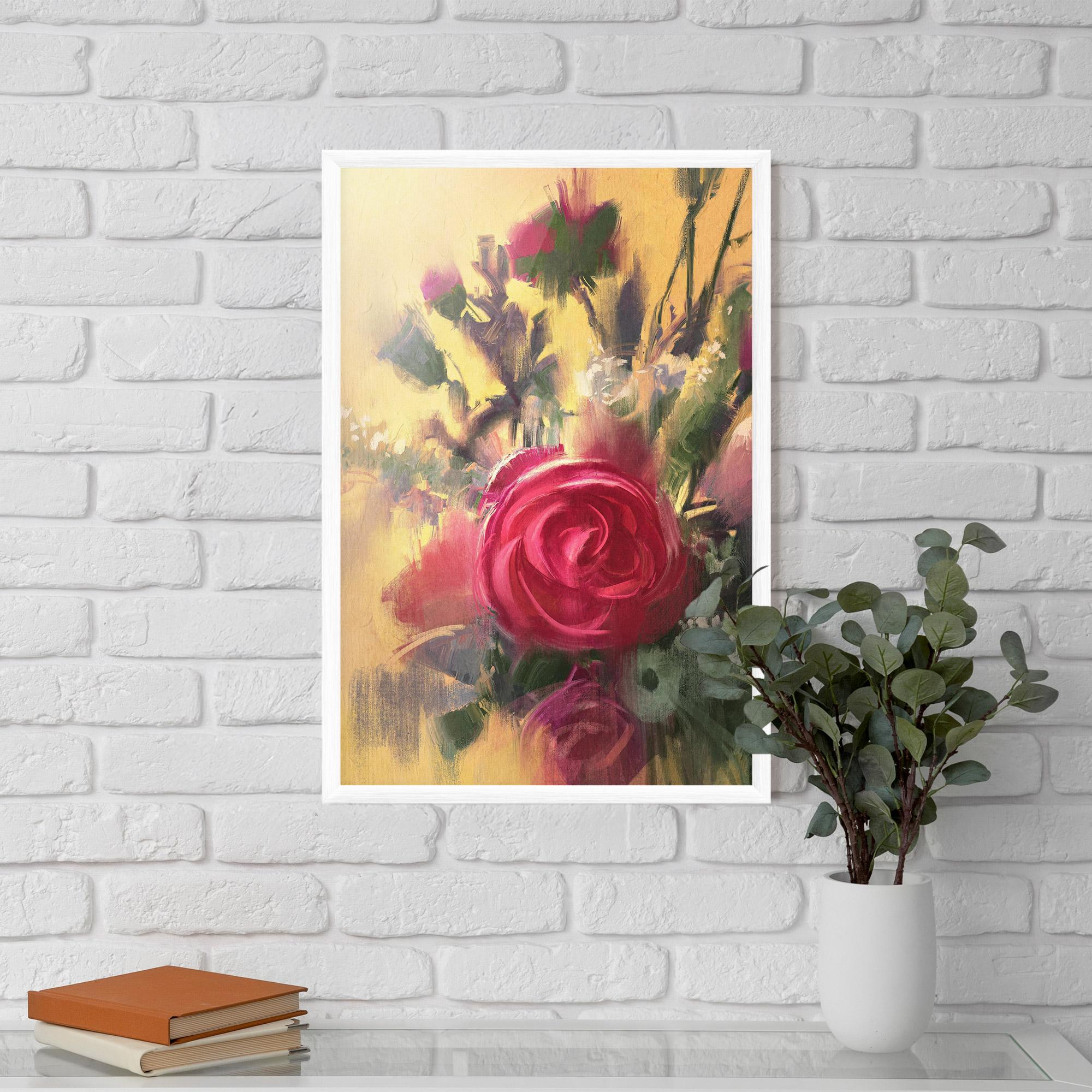 Poster Înrămat Pink Rose Painting mockup 5