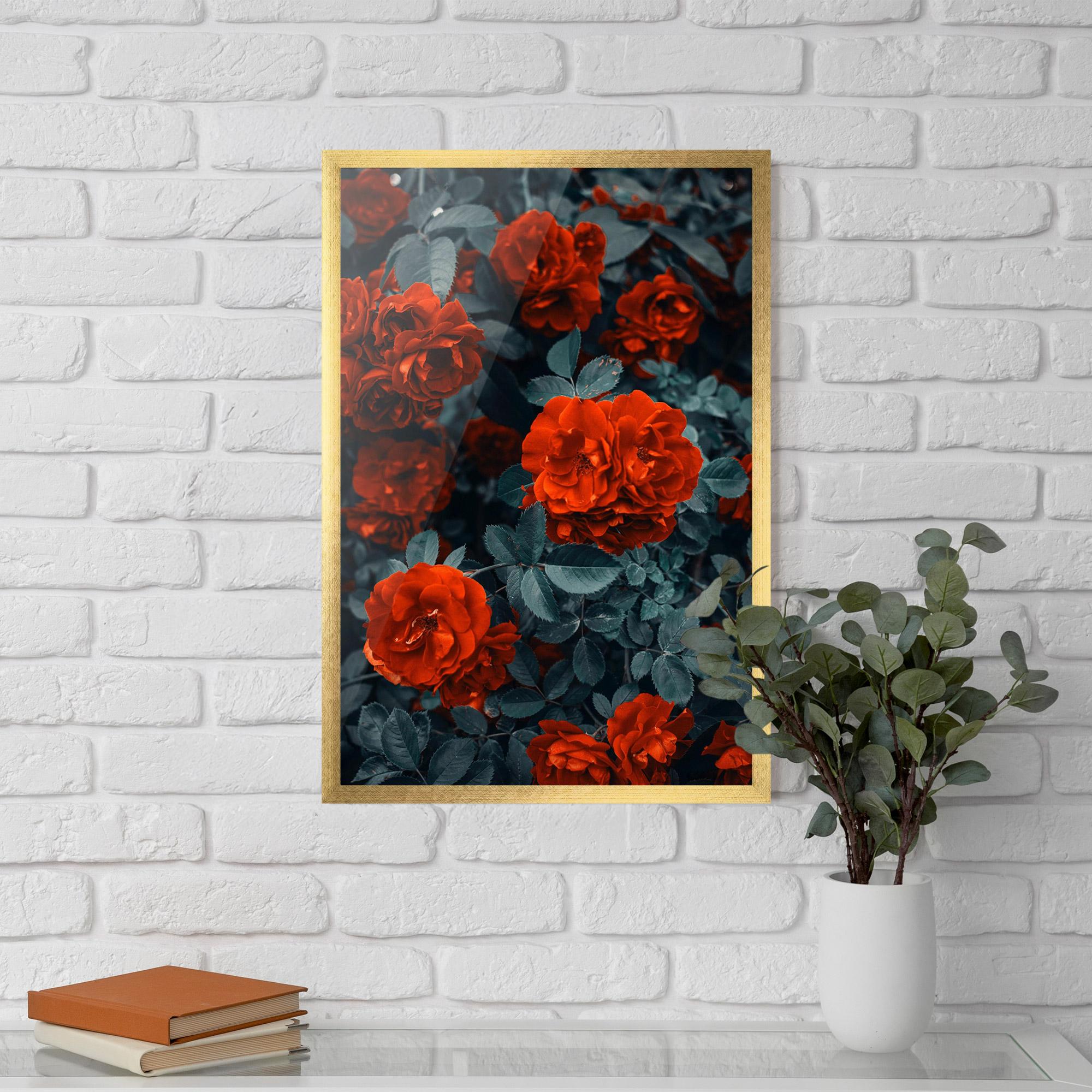 Poster Înrămat Bright Red Rose mockup 5