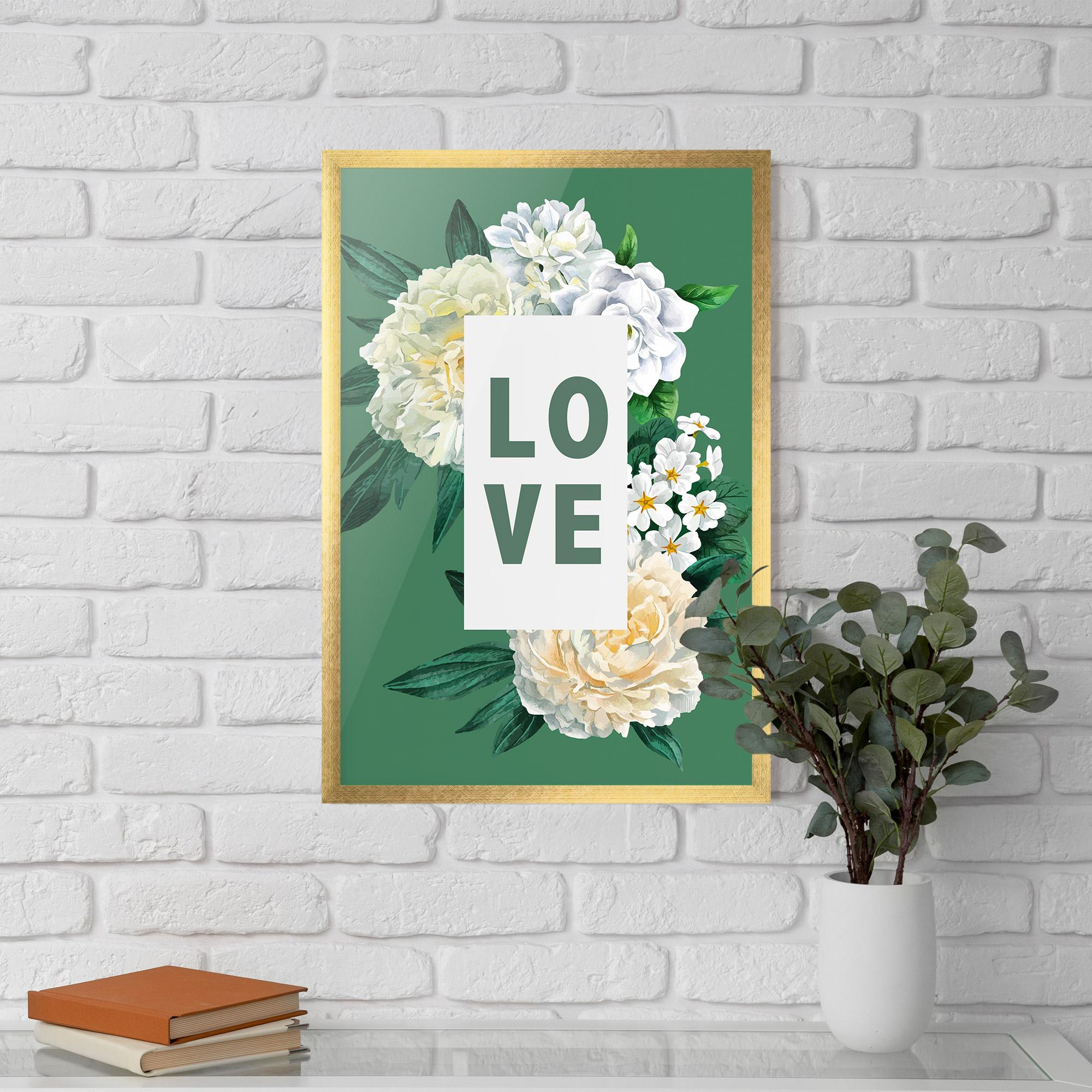 Poster Înrămat Love Green Rose mockup 5