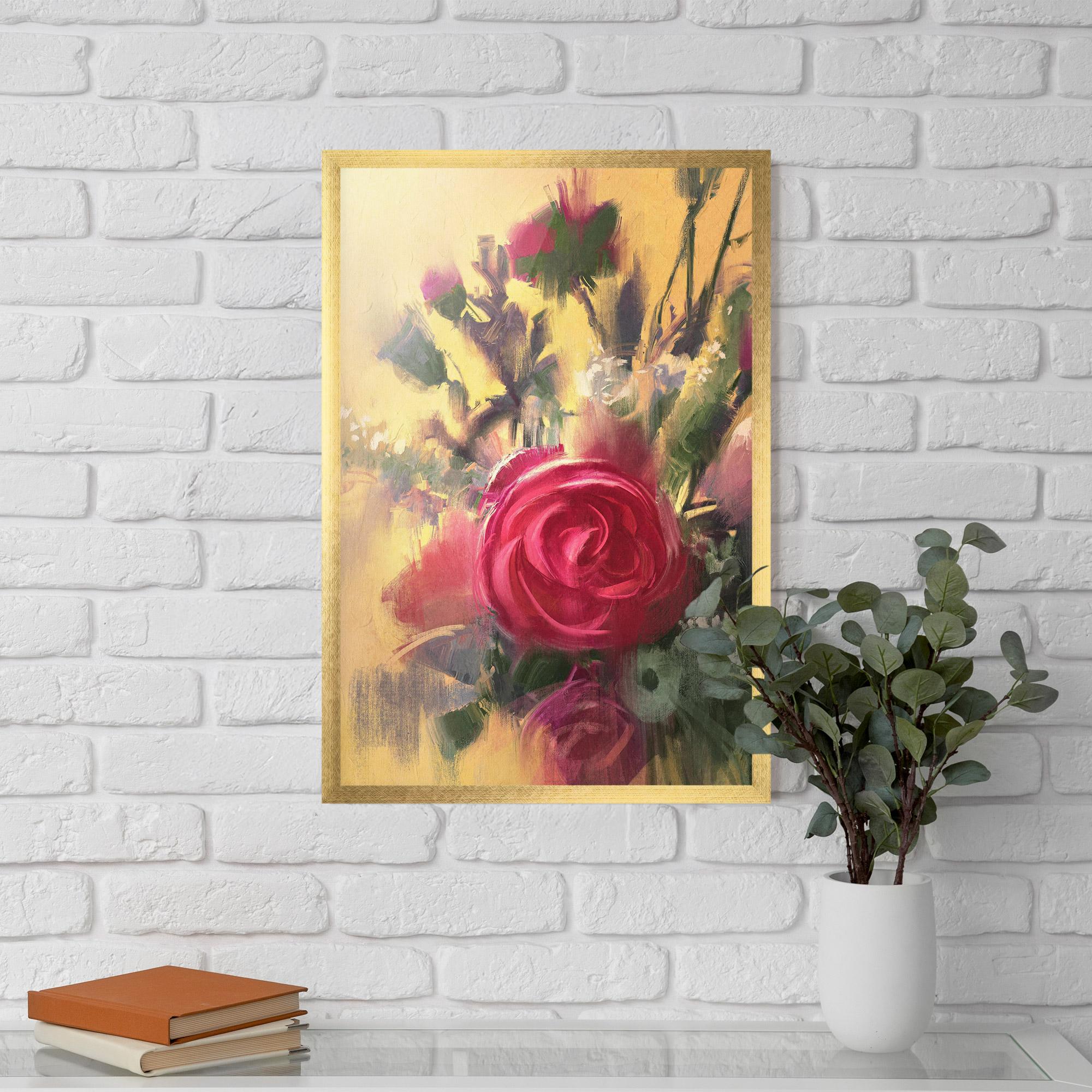 Poster Înrămat Pink Rose Painting mockup 5