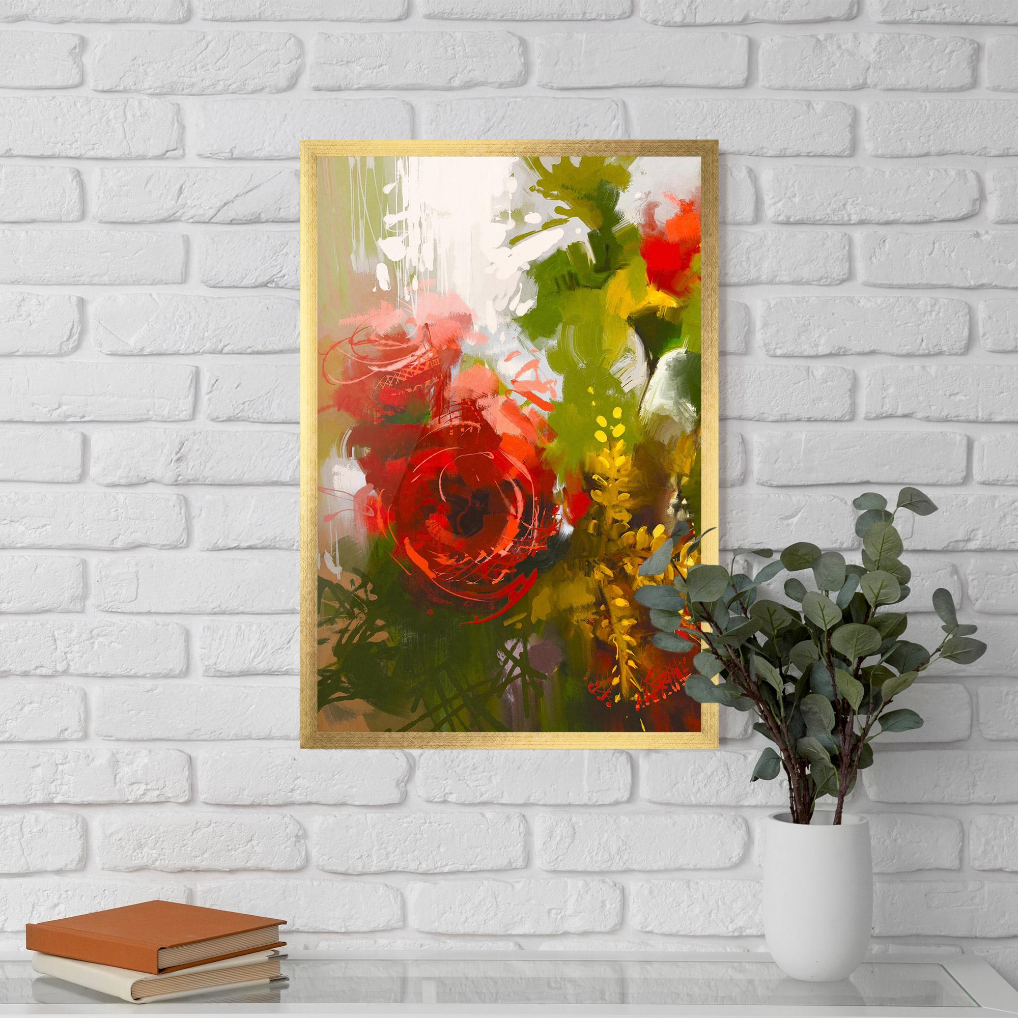 Poster Înrămat Red Rose Painting mockup 5
