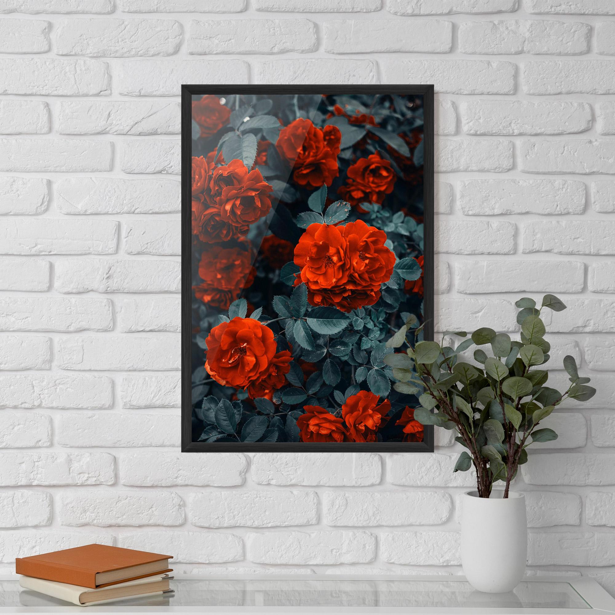 Poster Înrămat Bright Red Rose mockup 5