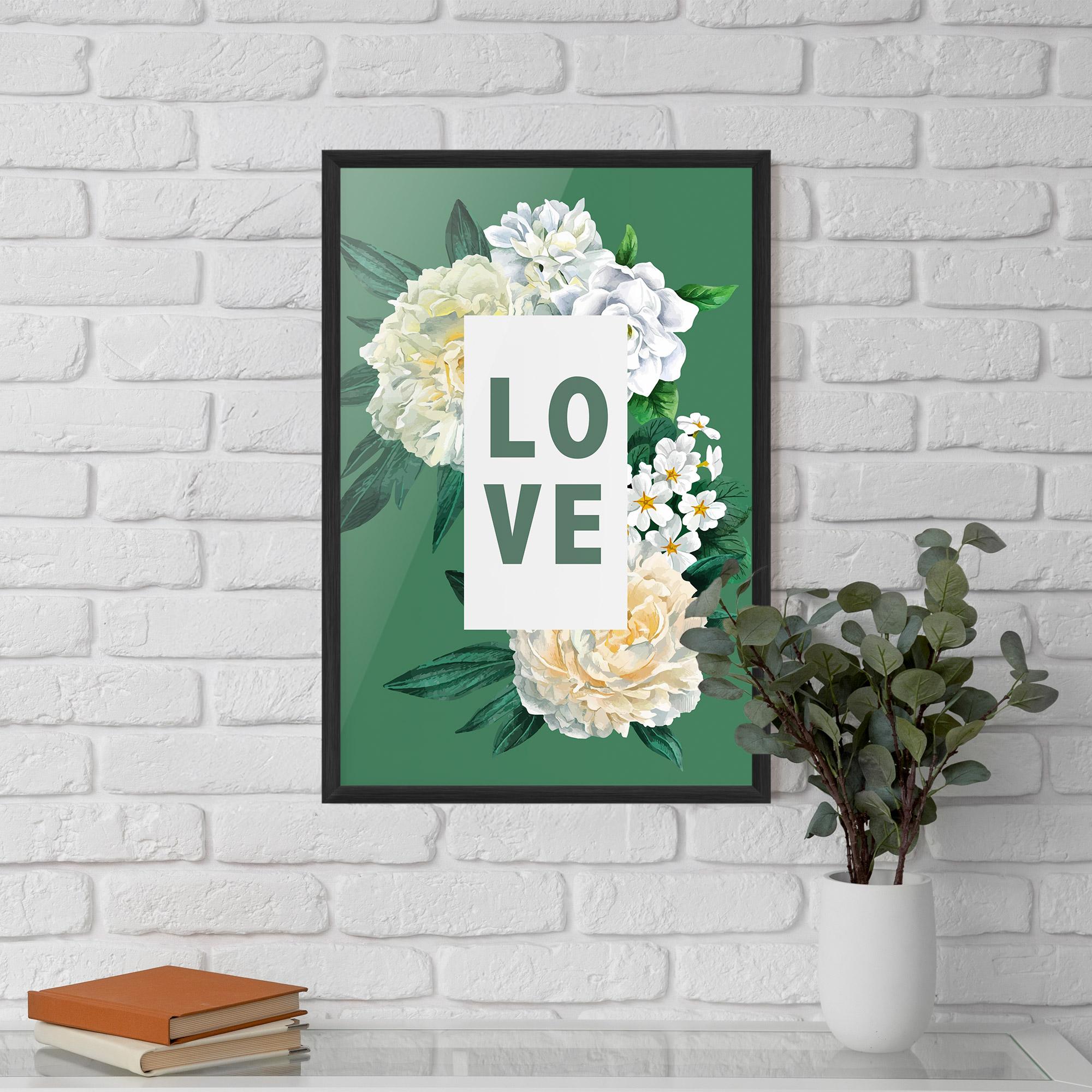 Poster Înrămat Love Green Rose mockup 5