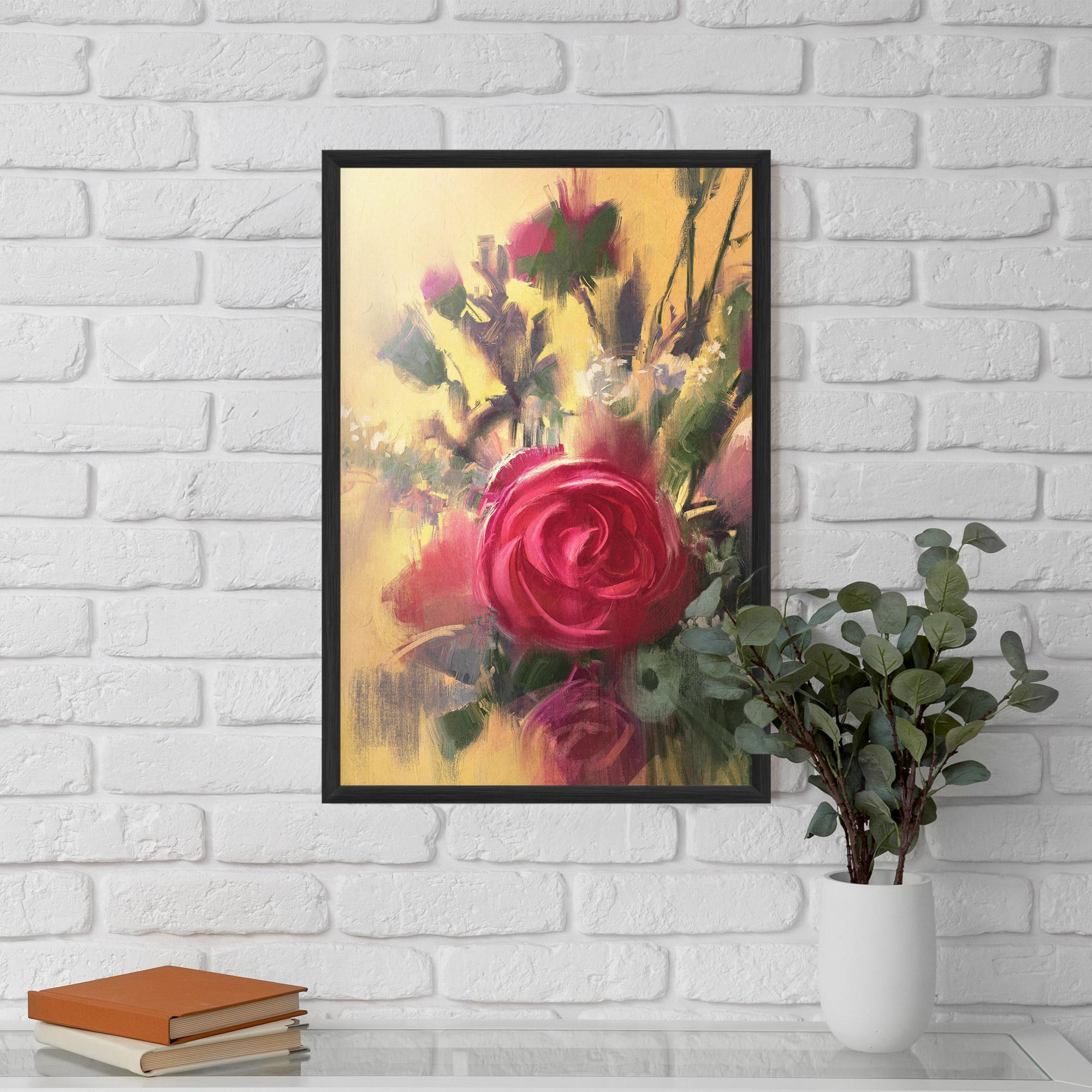Poster Înrămat Pink Rose Painting mockup 5