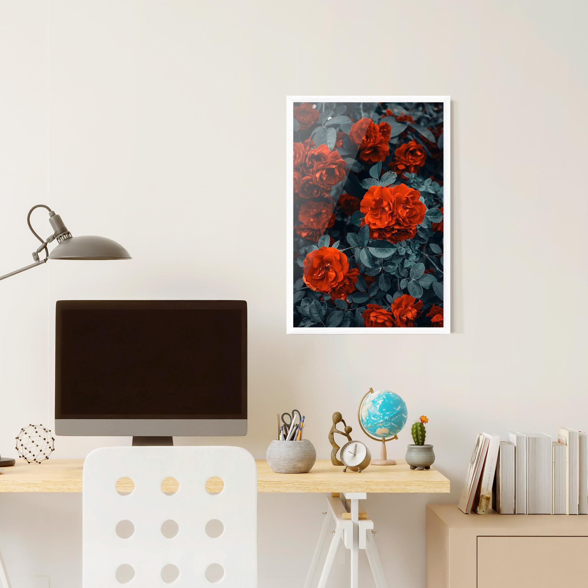 Poster Înrămat Bright Red Rose mockup 6