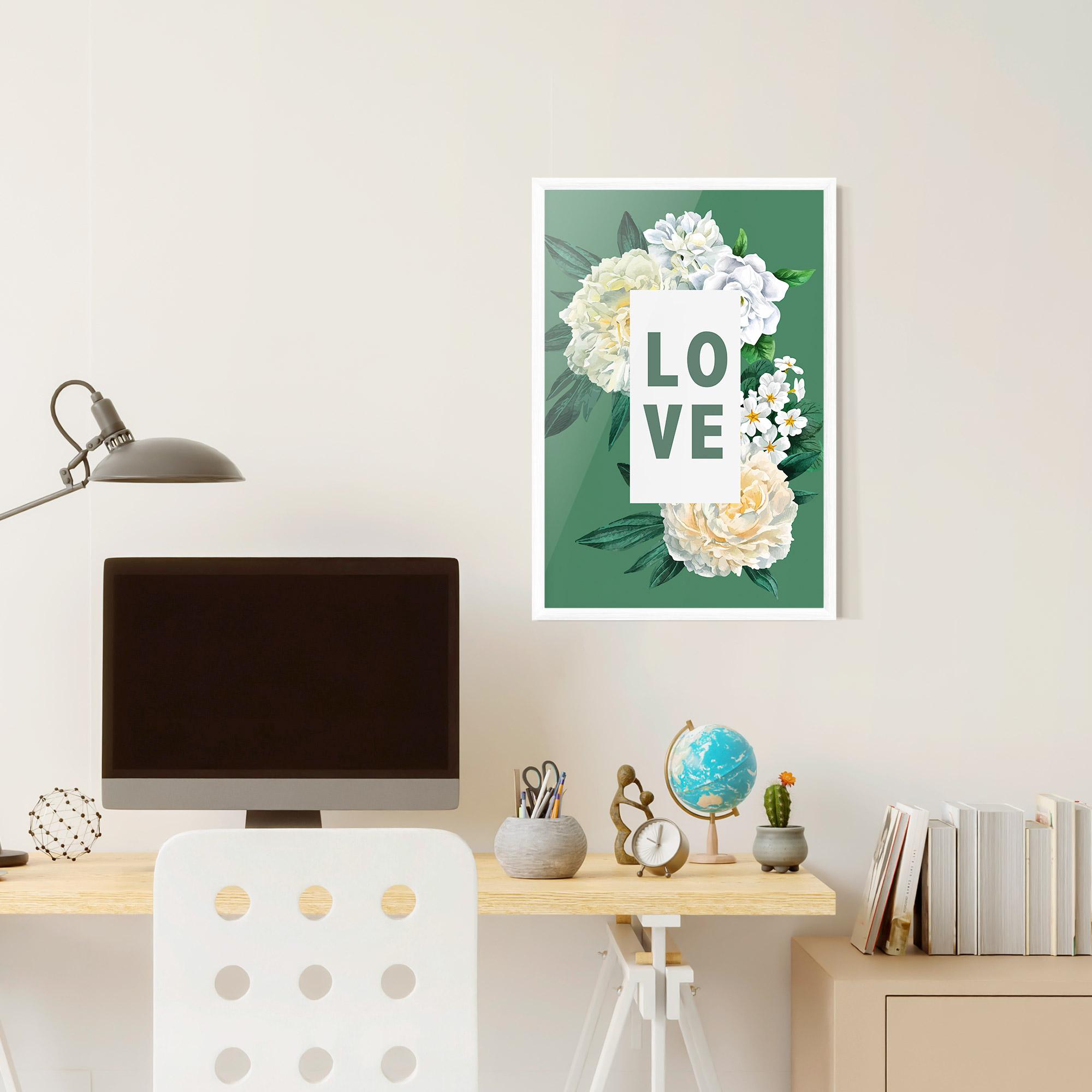 Poster Înrămat Love Green Rose mockup 6