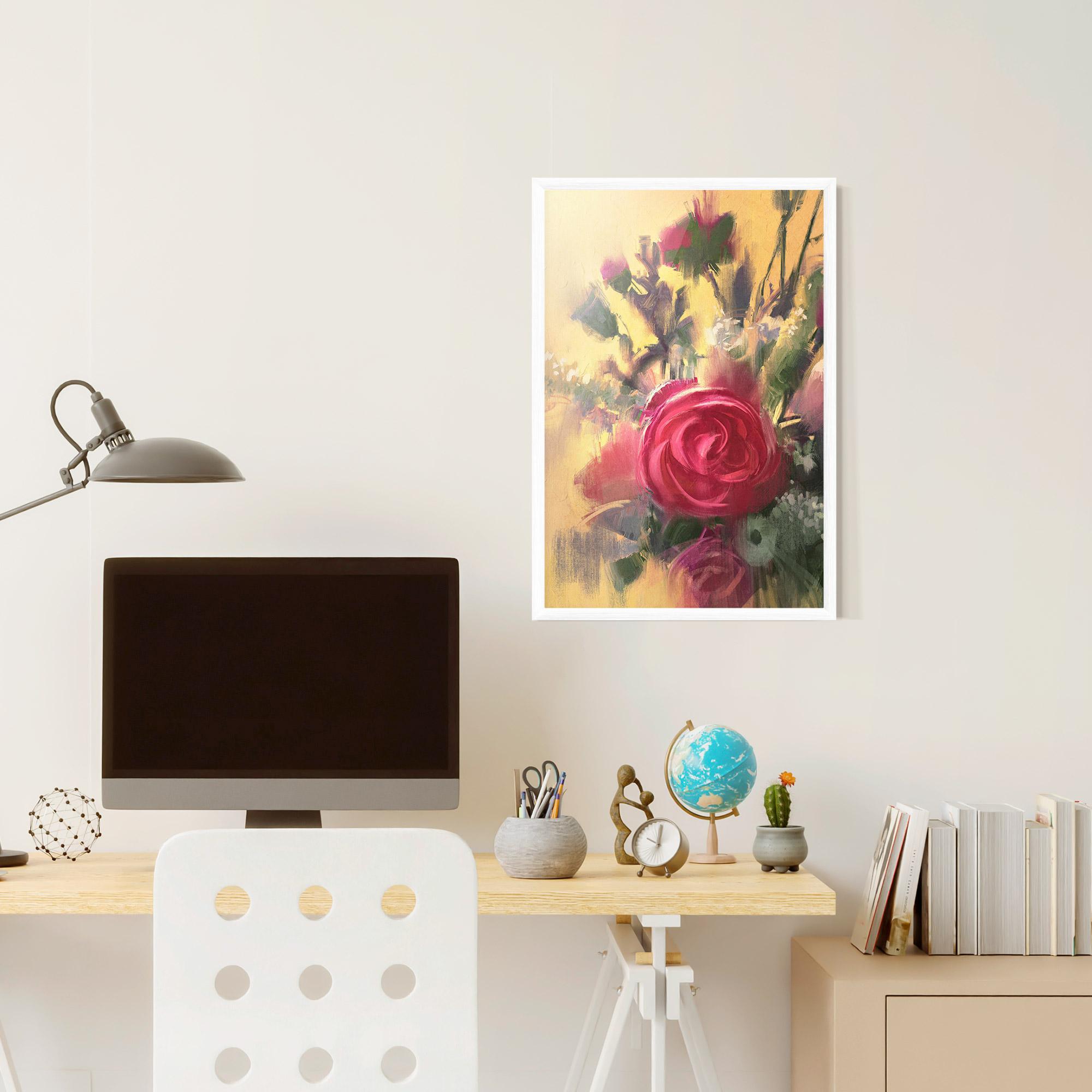 Poster Înrămat Pink Rose Painting mockup 6