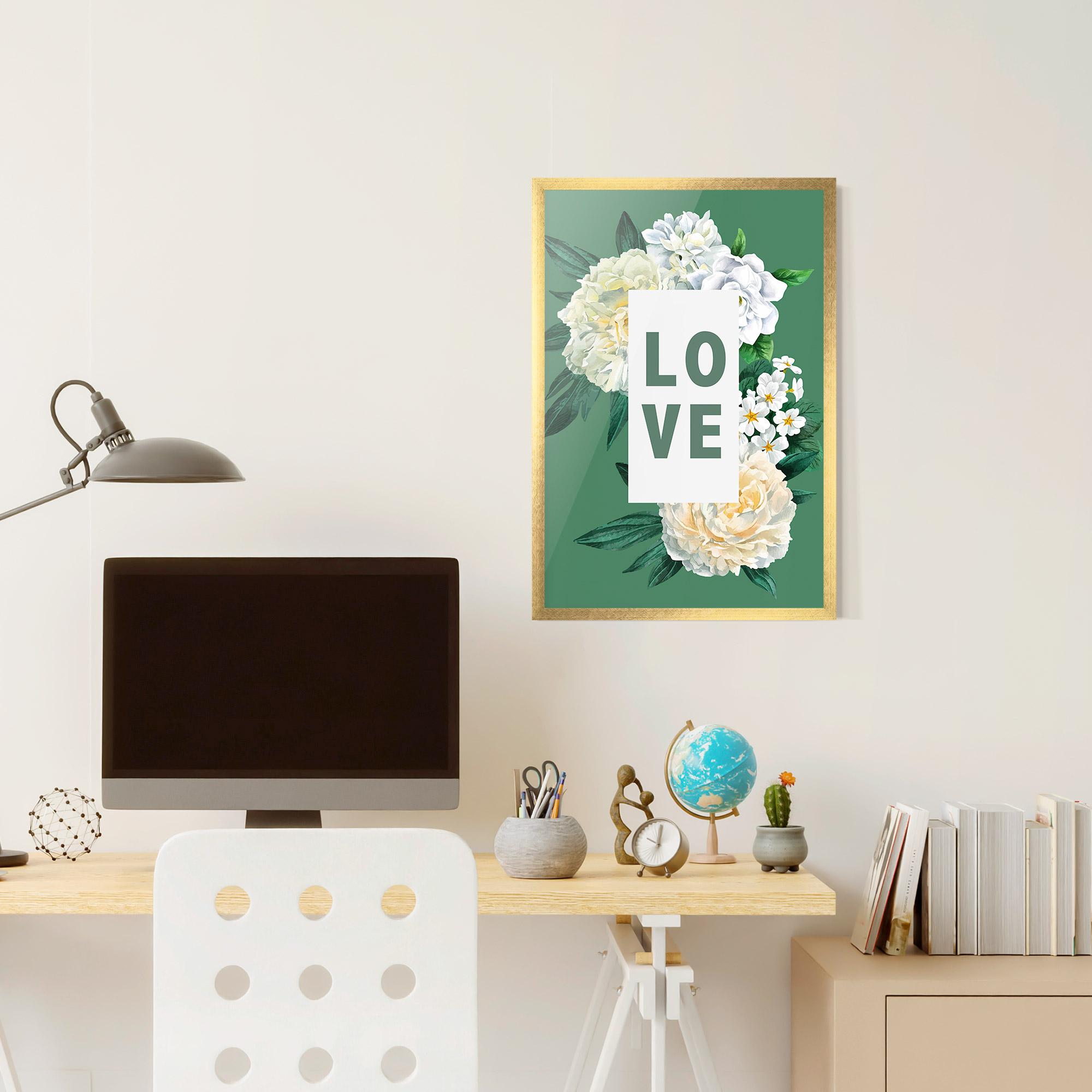 Poster Înrămat Love Green Rose mockup 6