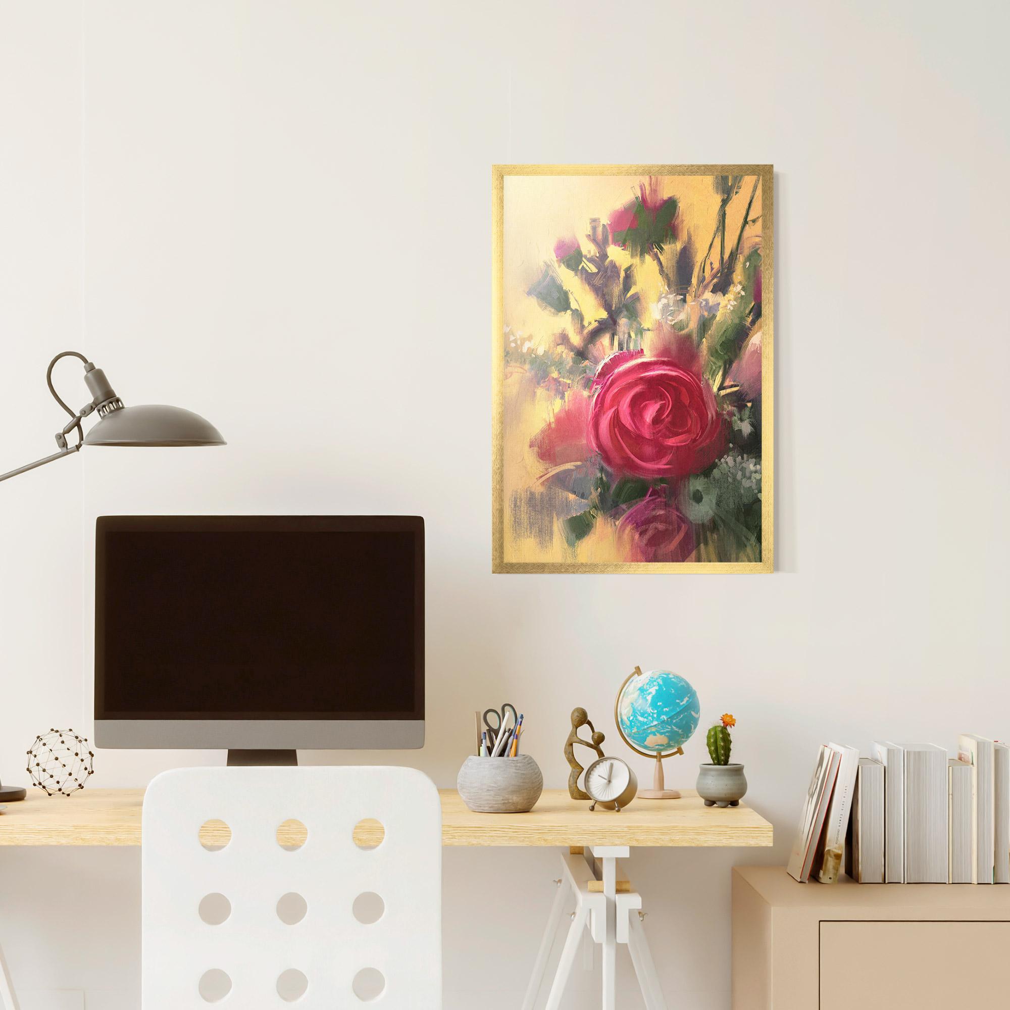 Poster Înrămat Pink Rose Painting mockup 6