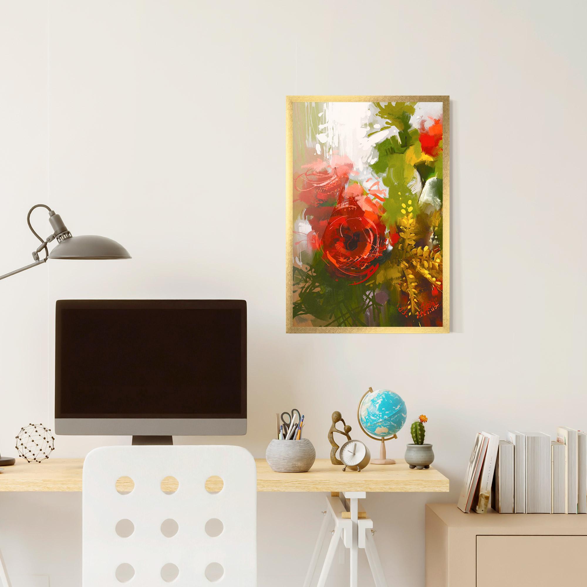 Poster Înrămat Red Rose Painting mockup 6