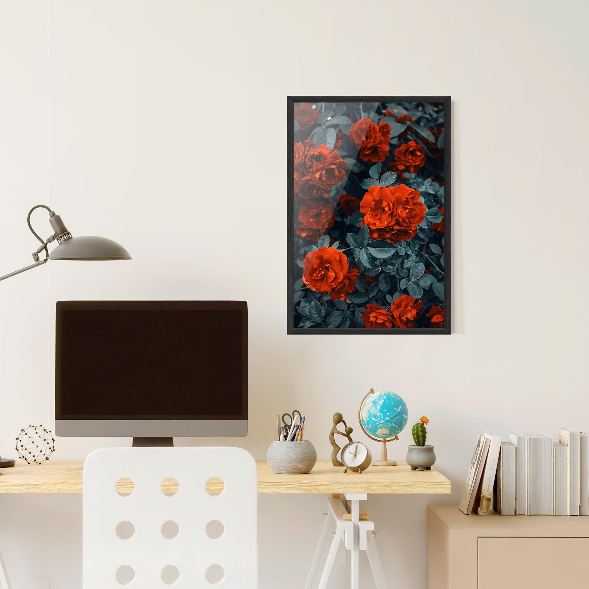 Poster Înrămat Bright Red Rose mockup 6